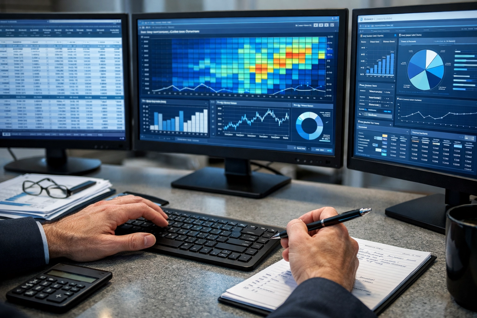 Healthcare RCM manager working with billing data and claim denial analysis tools.