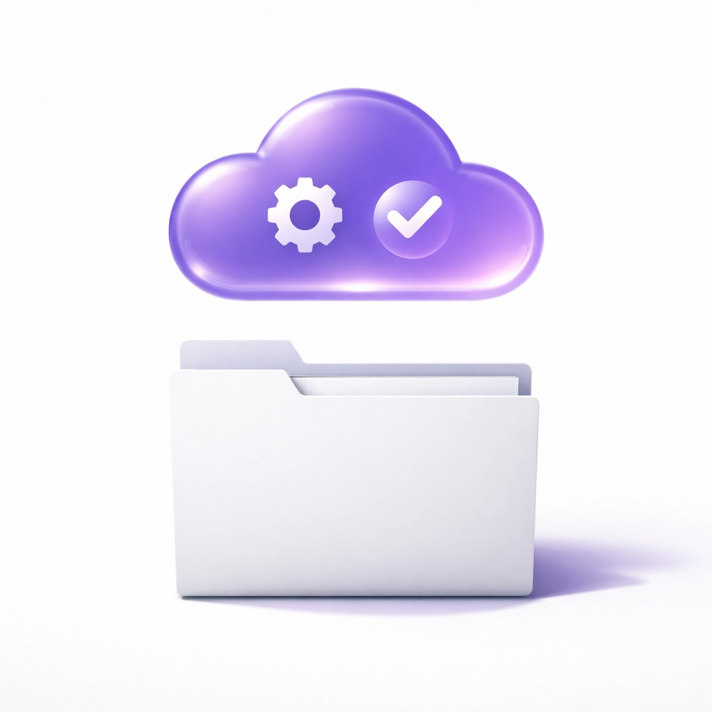 Digital cloud and business folder representing efficient virtual bookkeeping services in Los Angeles.