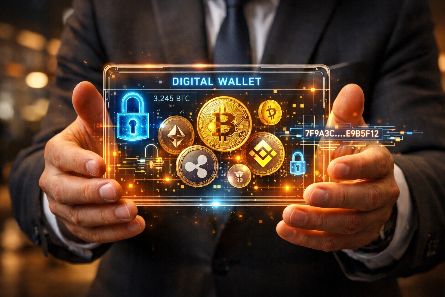 Self-custody crypto wallet showing merchant control of digital assets with private keys and security