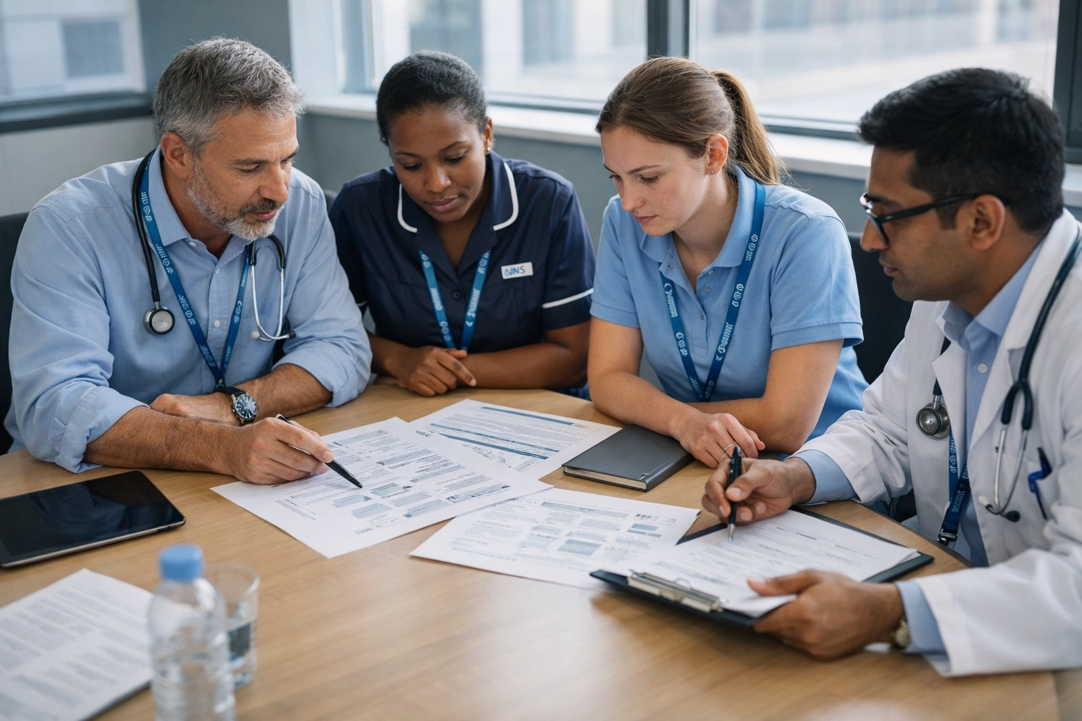 NHS multidisciplinary respiratory team meeting to discuss integrated care pathways