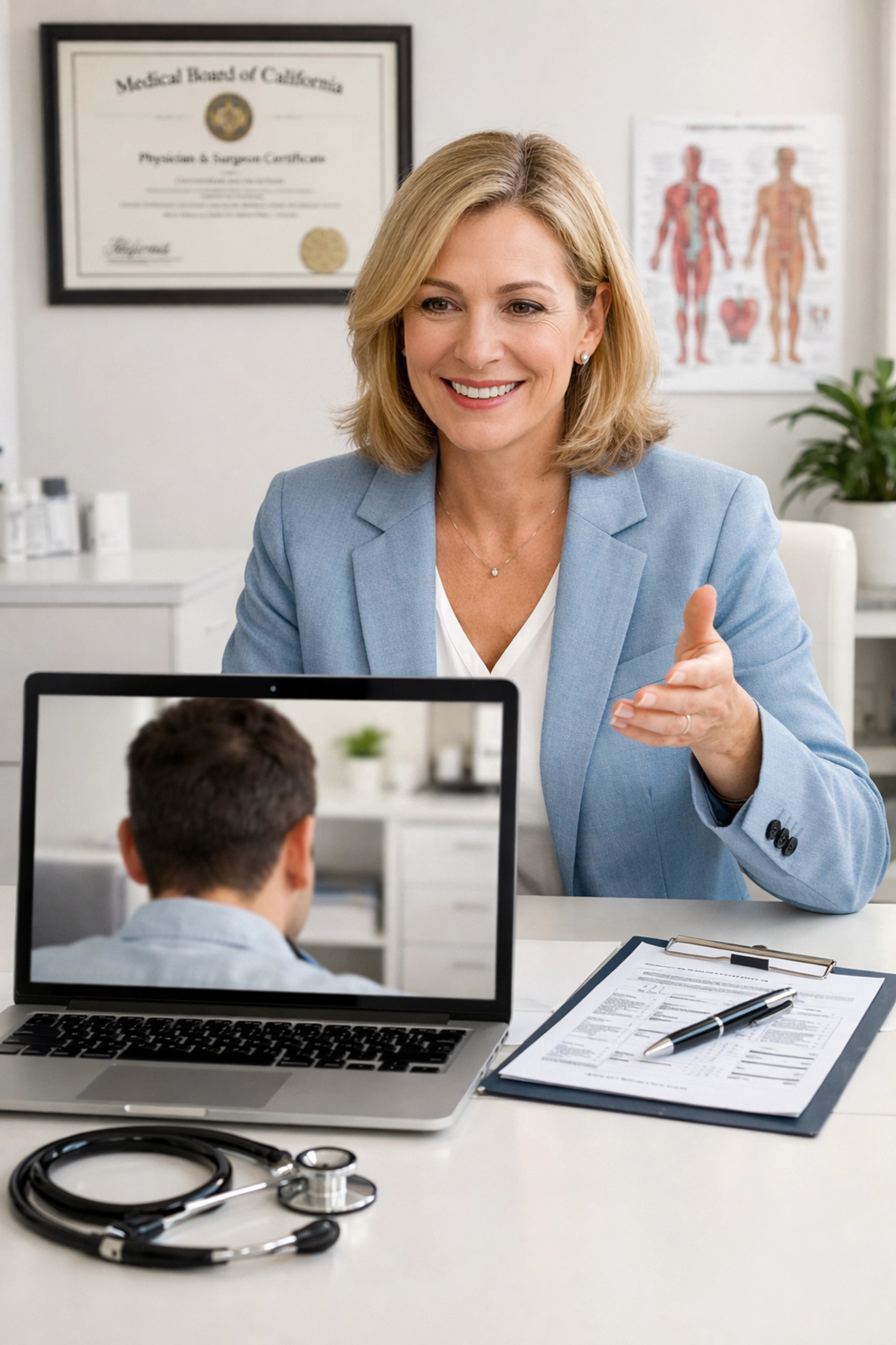 California provider conducting virtual weight loss consultation via telemedicine