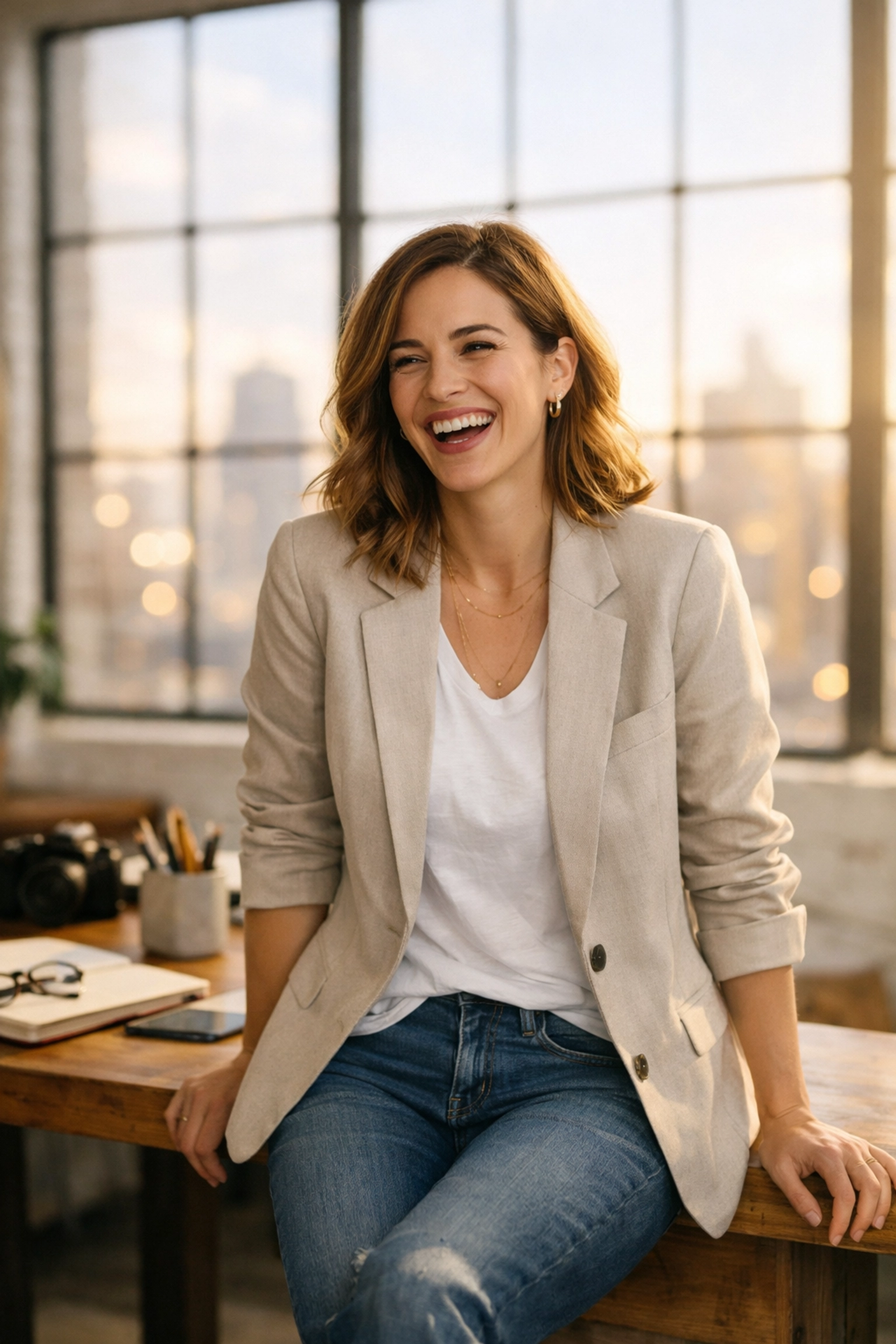 The Ultimate Guide to Finding Photography Work in 2026: Everything You Need to Succeed 1 Authentic professional lifestyle portrait for personal branding in a modern studio.