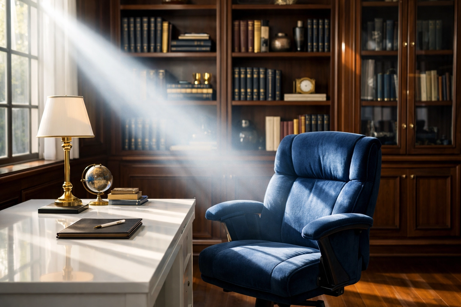 Pristine Dover home office showing improved air quality after residential cleaning Massachusetts.