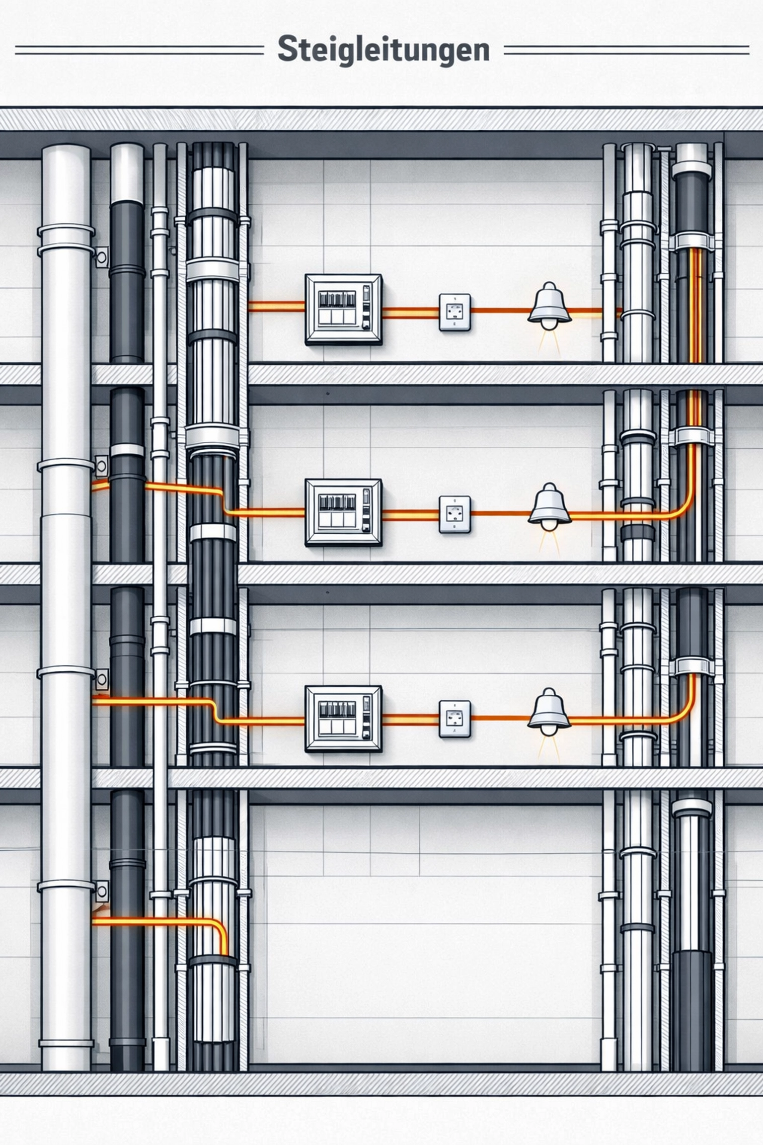 Organisierte Steigleitungen und Kabelmanagement für sichere Elektroinstallationen in NÖ.