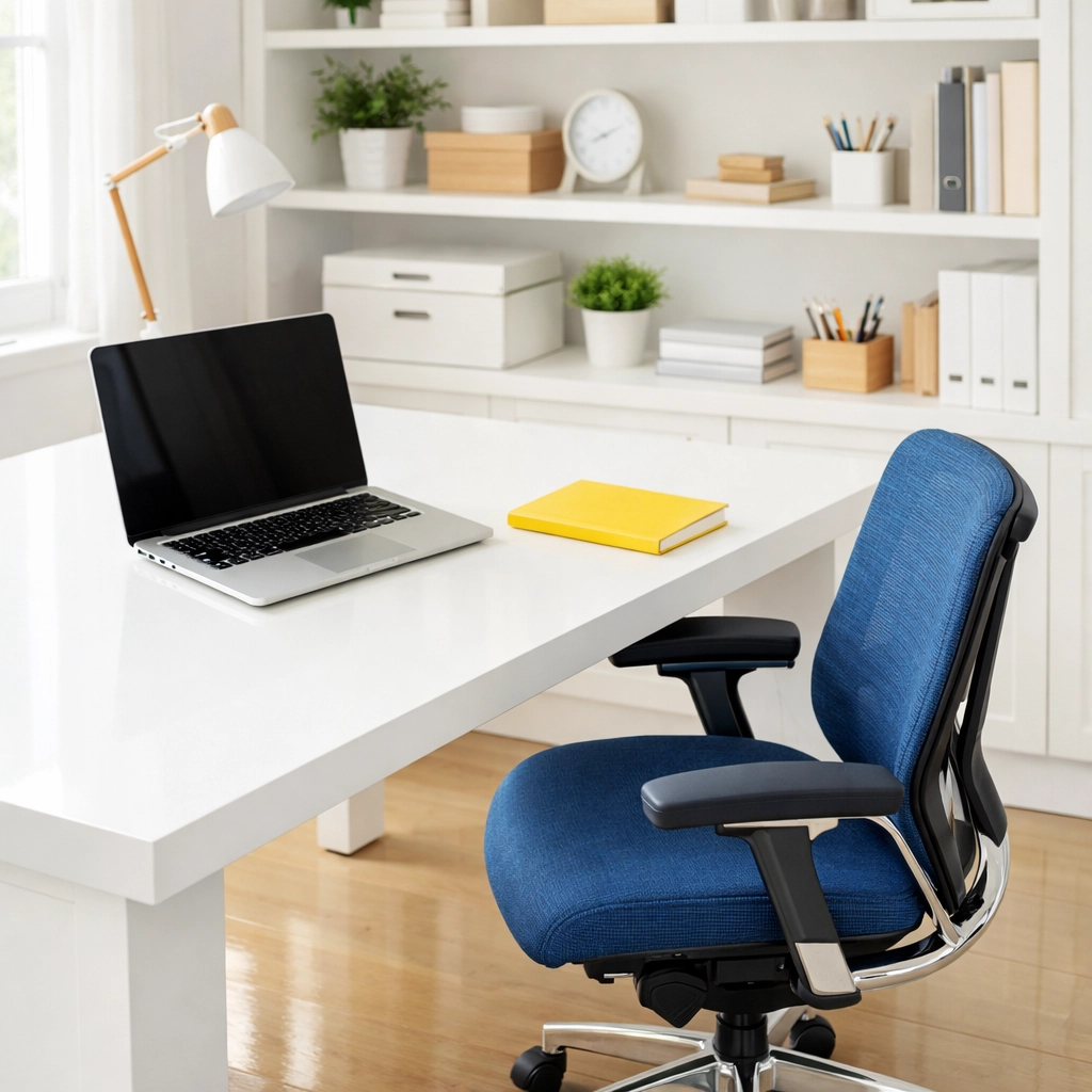 An organized, dust-free home office in Tewksbury showcasing elite professional cleaning.