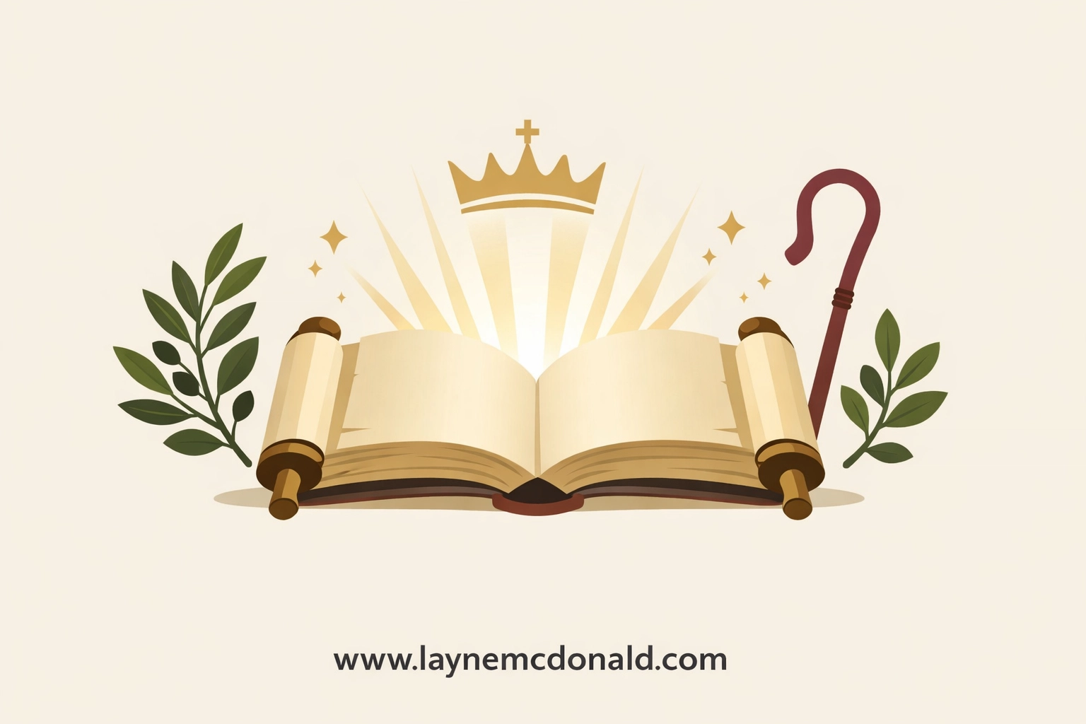 Open Scripture scroll with biblical symbols representing David's story and faith journey