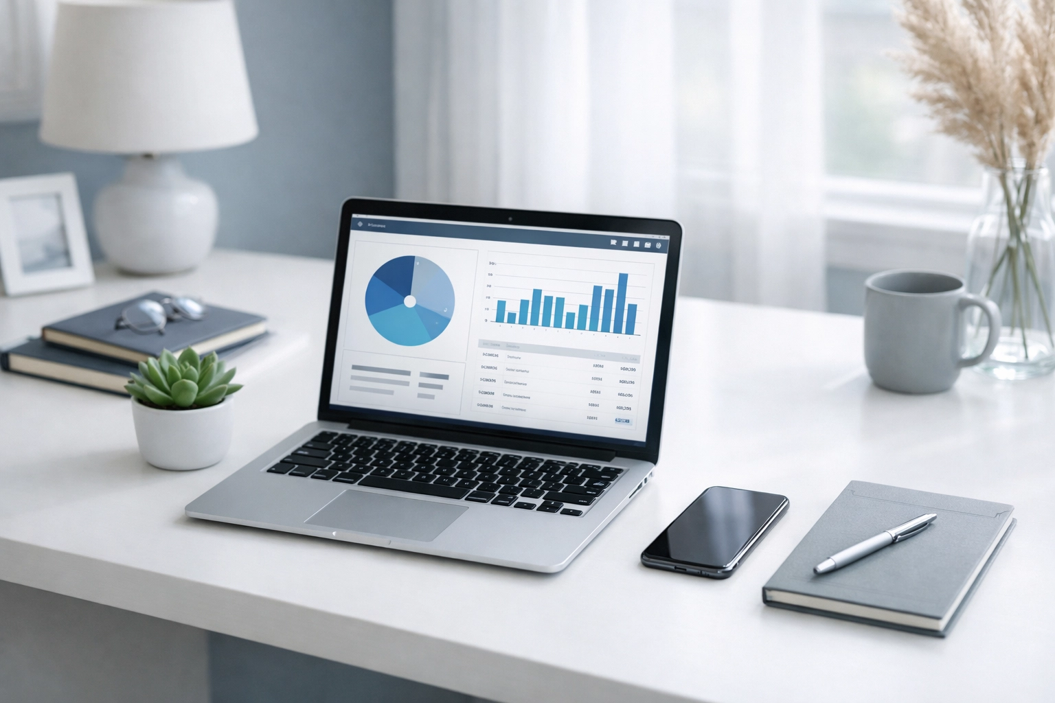 A tidy home office desk representing financial control after receiving a same day loan online.
