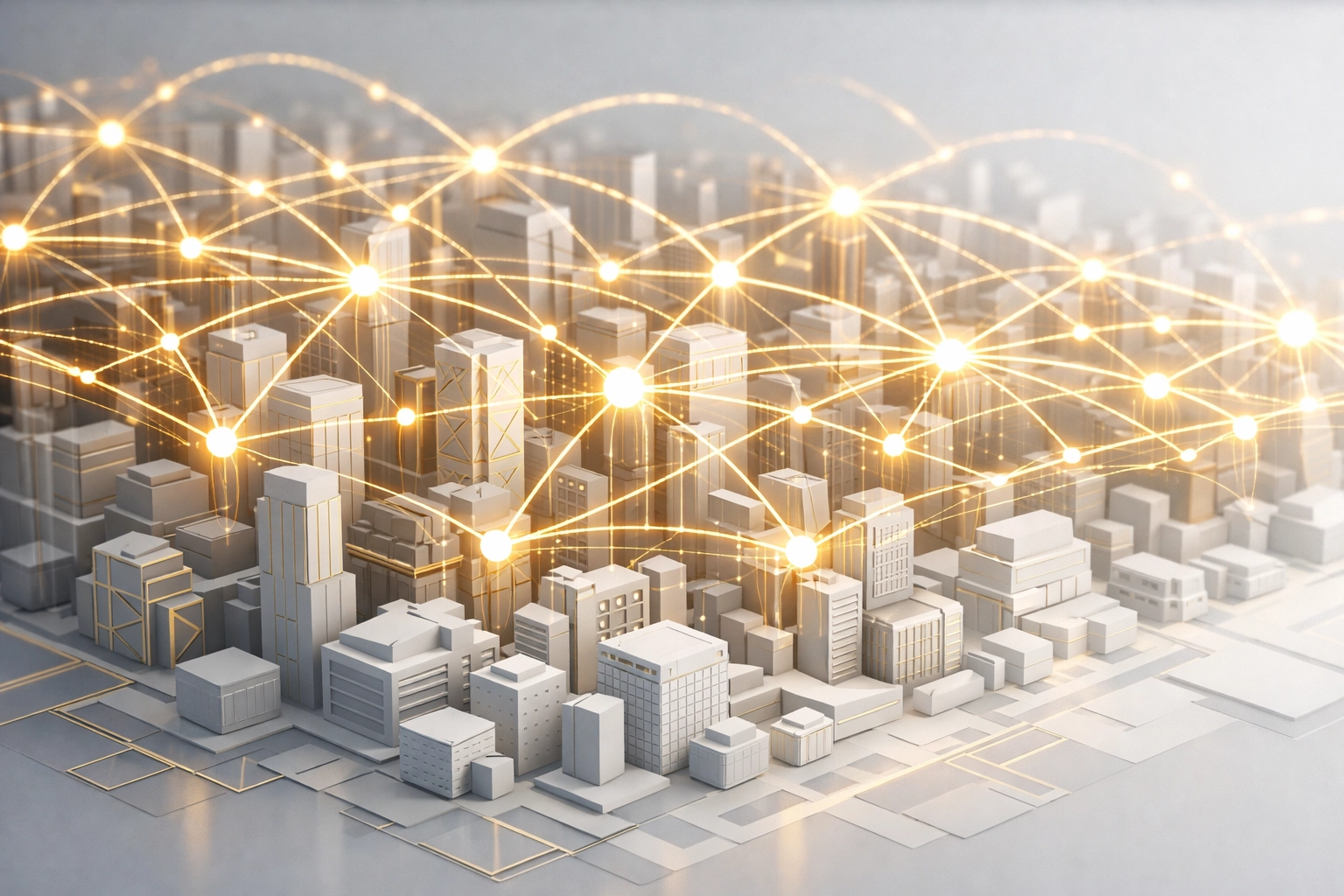 Digital network showing AI and search engine connections for local business visibility