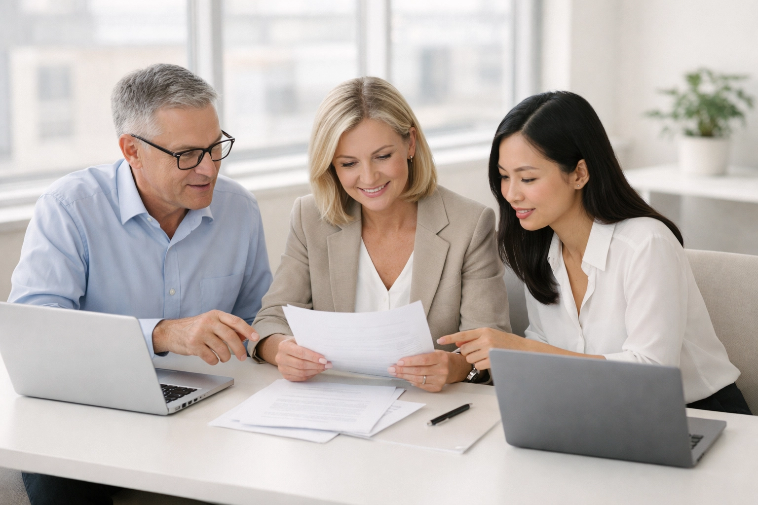 Tax professionals training together for peak tax season preparation