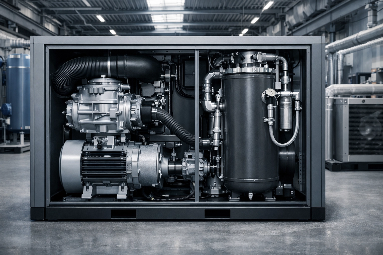 Permanent Magnet Variable Frequency (PMV) screw air compressor system