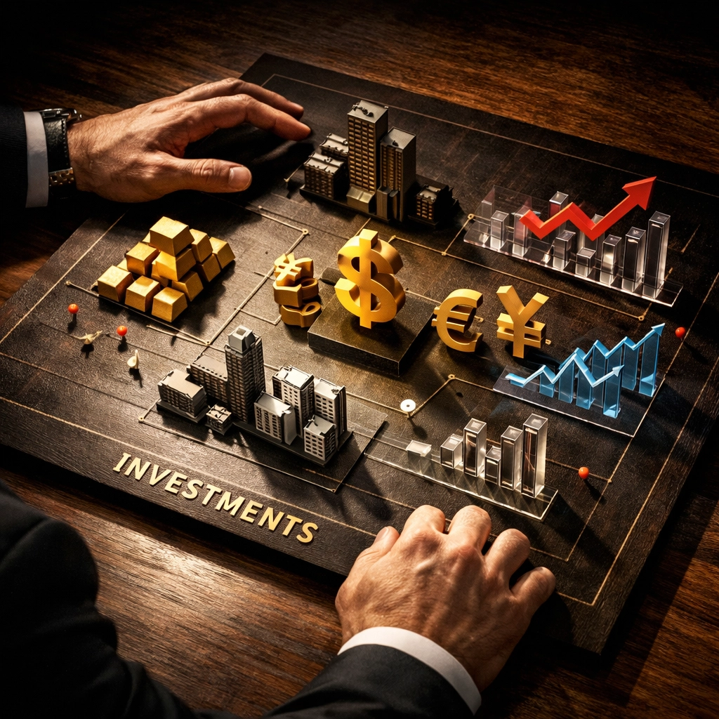 Strategic investment portfolio planning with diversified asset allocation across markets