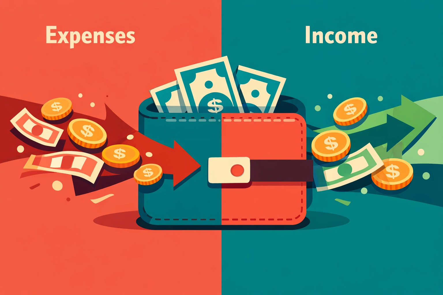 Money flow diagram showing business income and expenses for tax planning