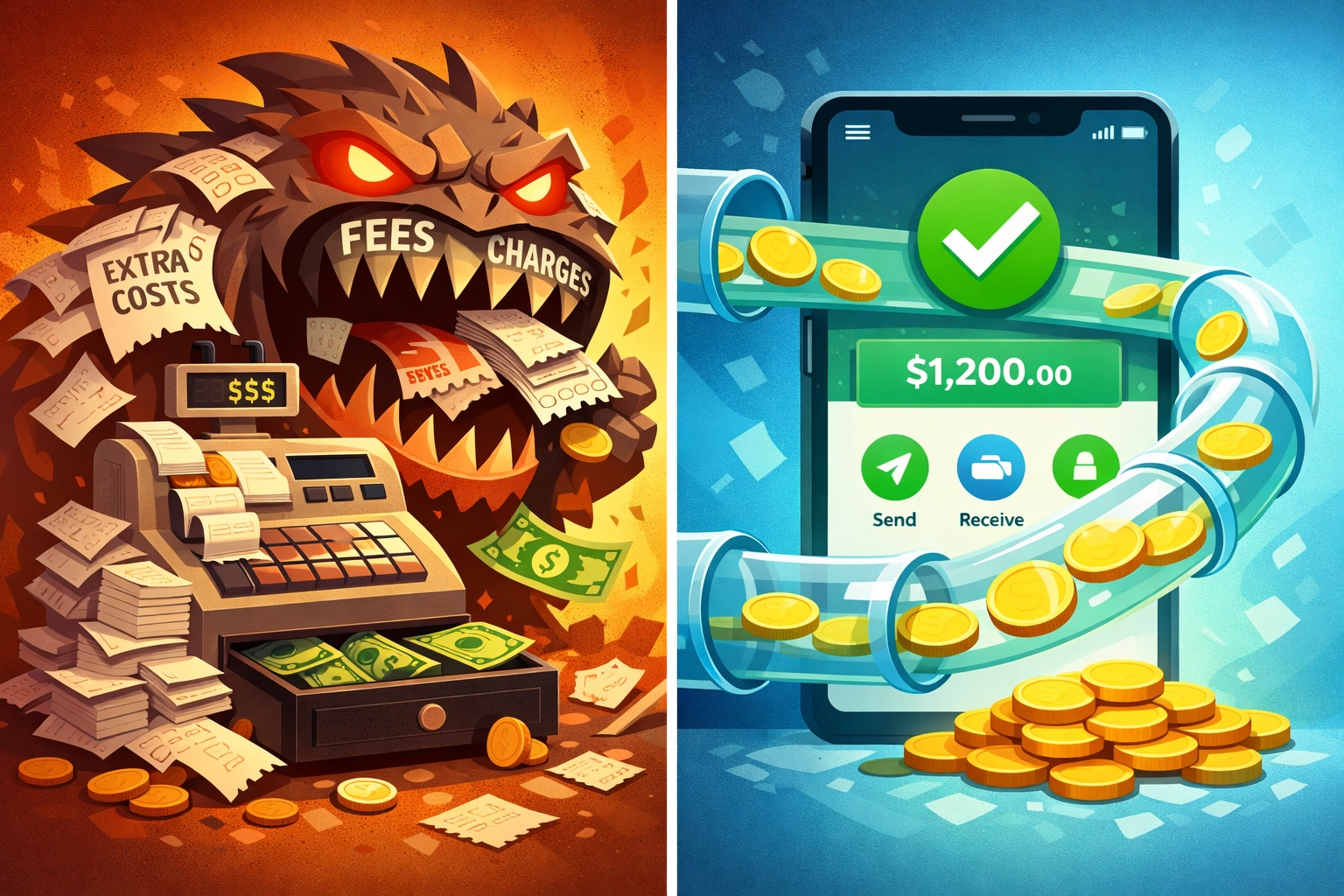 Cost comparison between traditional payment fees and Larecoin's lower crypto payment fees