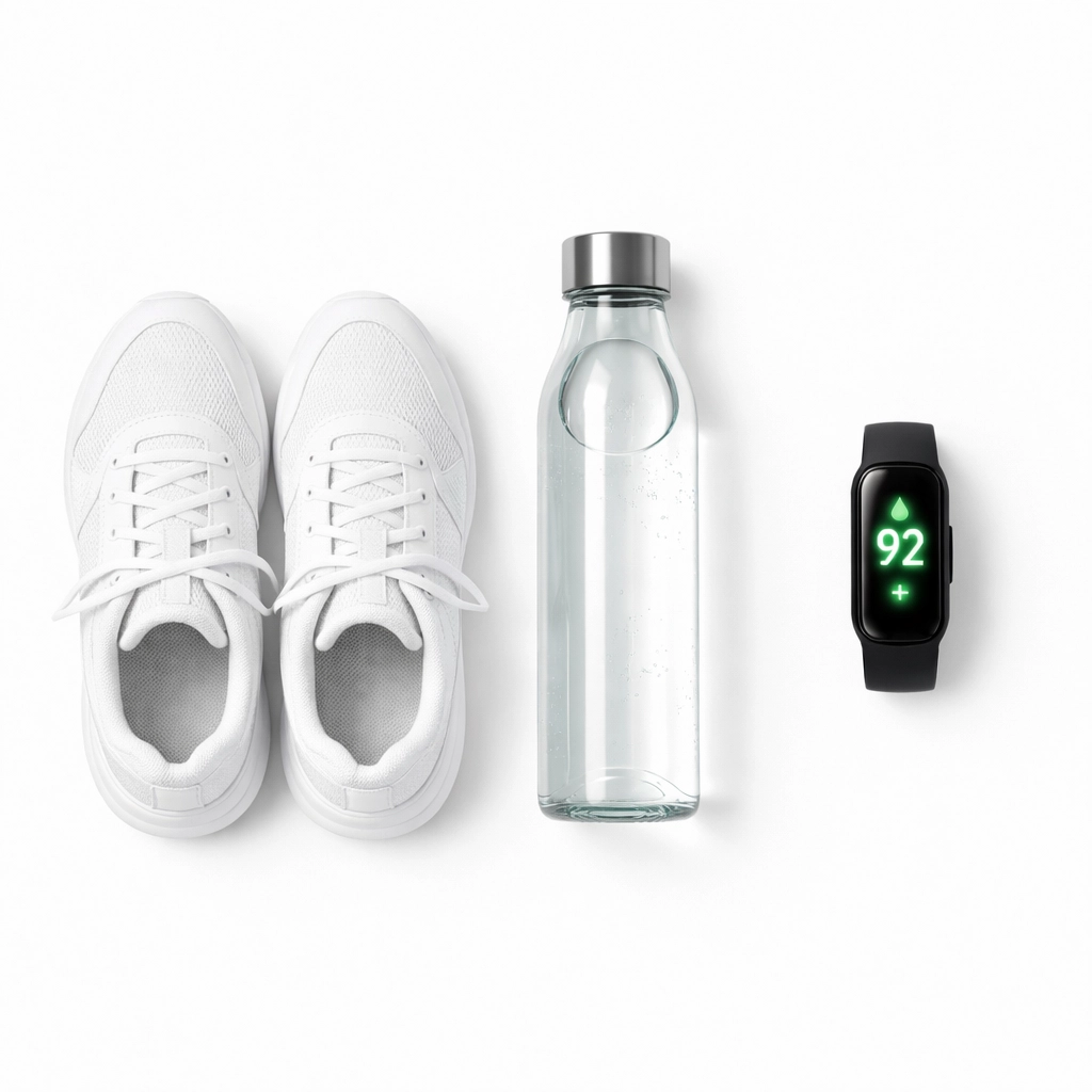 Fitness gear and a digital tracker highlighting metabolic health and weight loss support in Illinois.