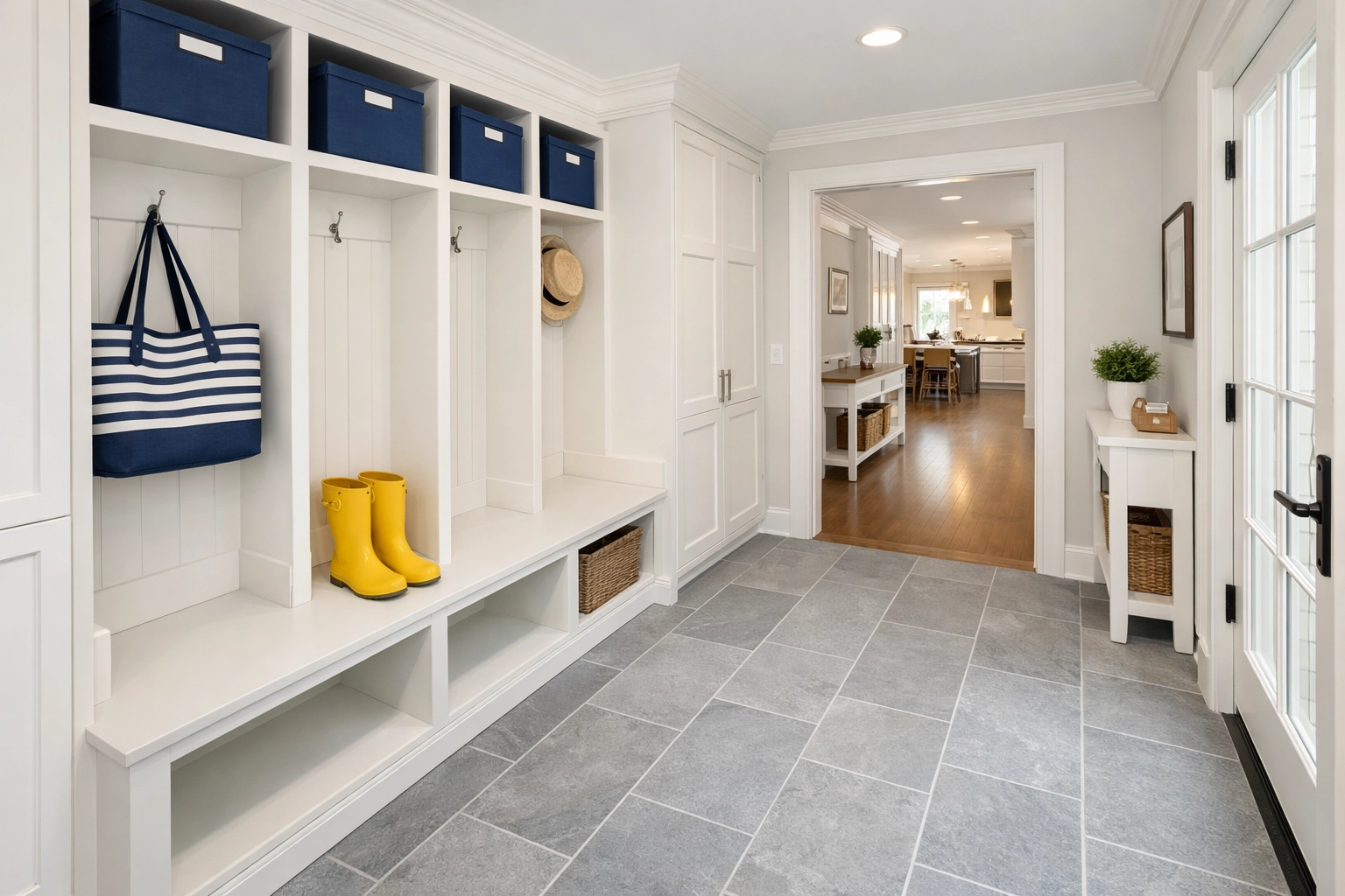 Organized Carlisle home entryway with clean floors ready for a scheduled bi-weekly house cleaning visit.