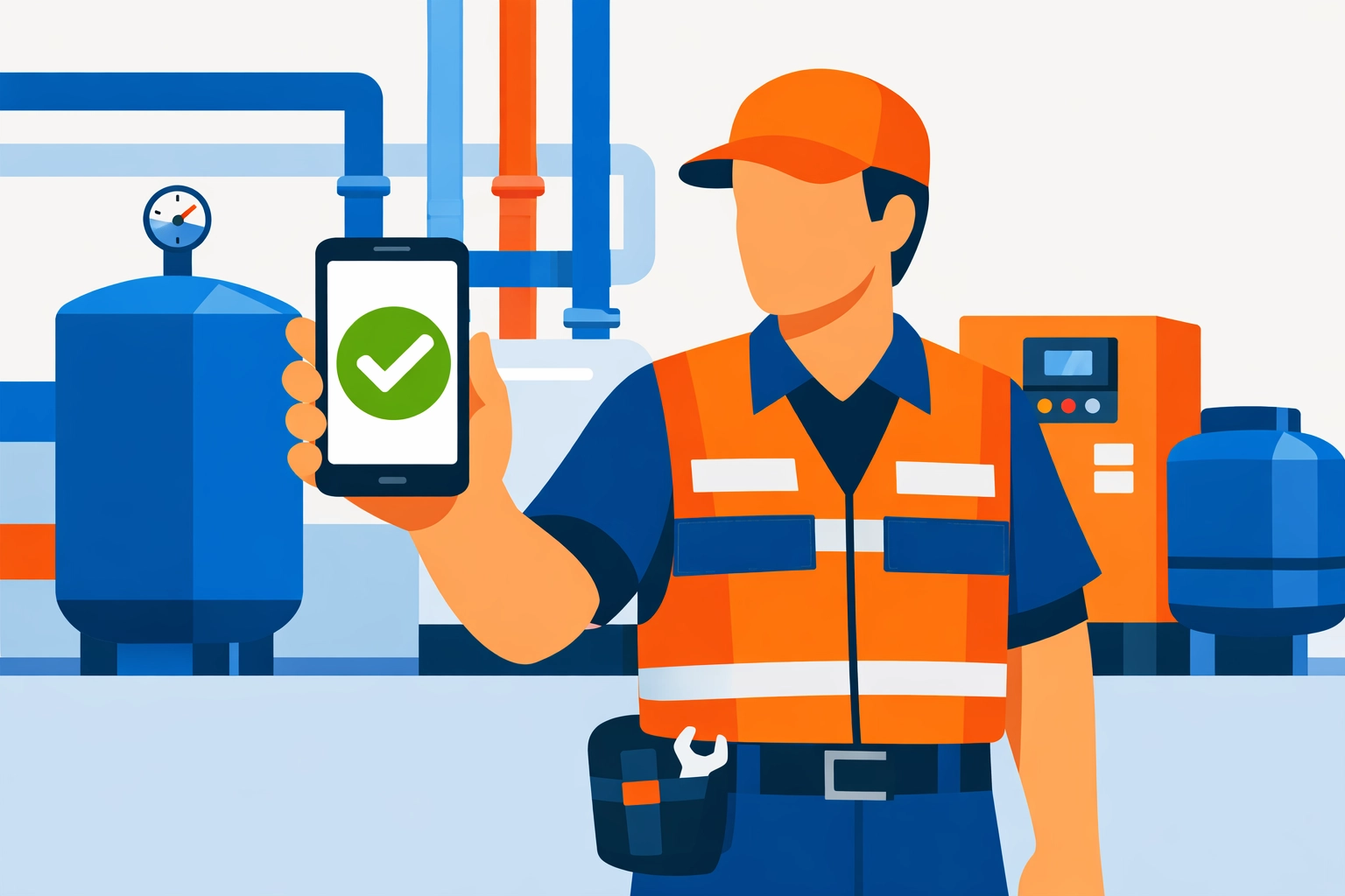 Field technician using a simple mobile app for scheduling and job management on a smartphone.