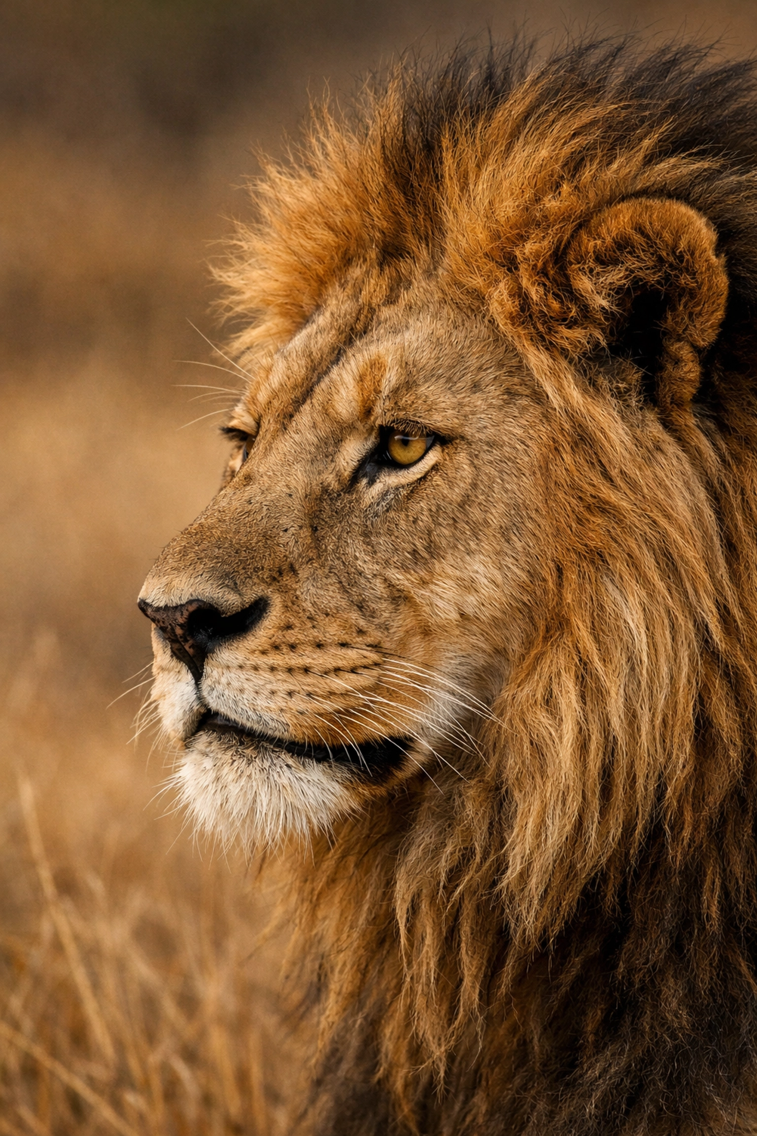 Close-up of African lion showing endangered species protected under federal conservation law
