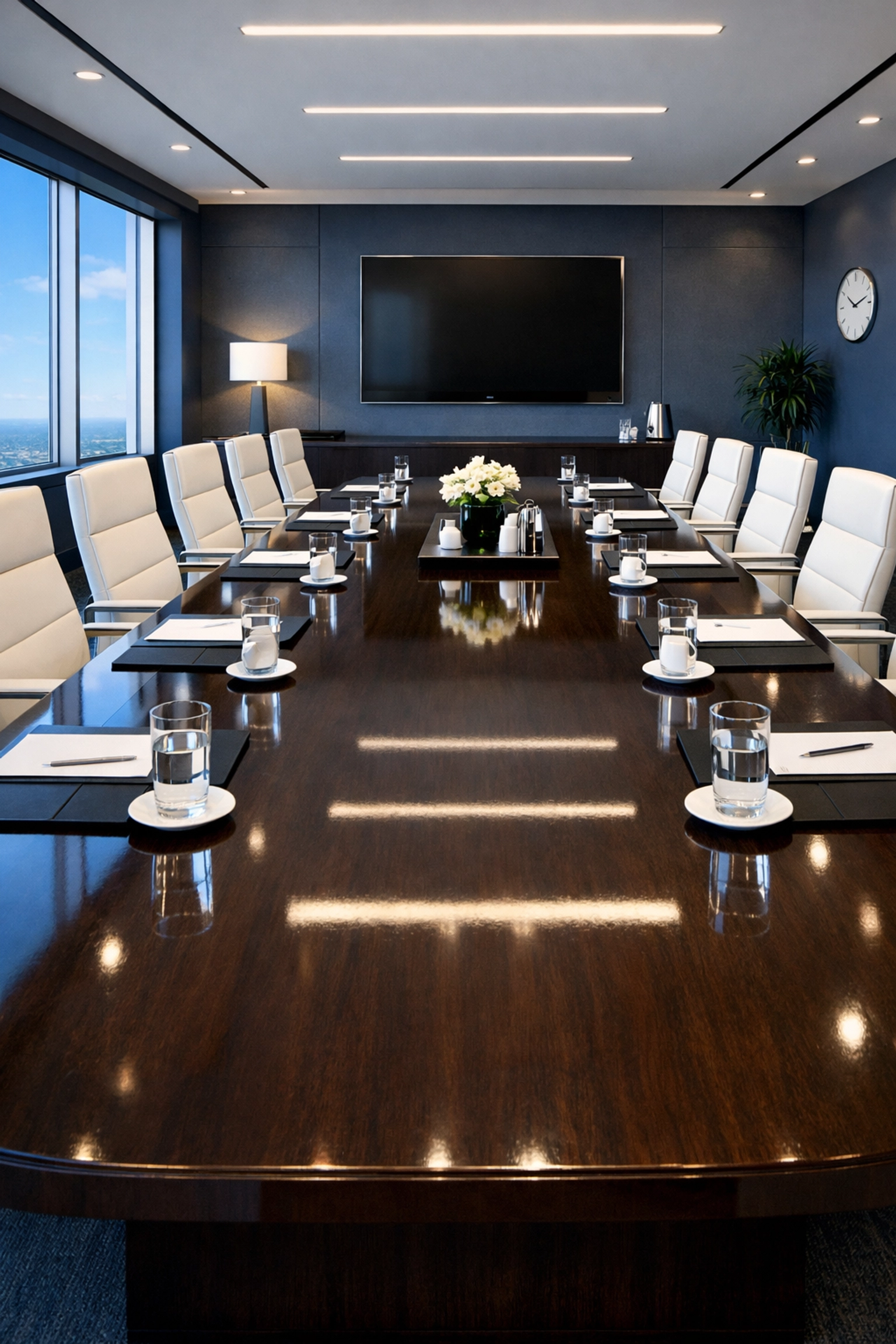 Perfectly clean executive boardroom in Agawam featuring polished surfaces and professional office maintenance.