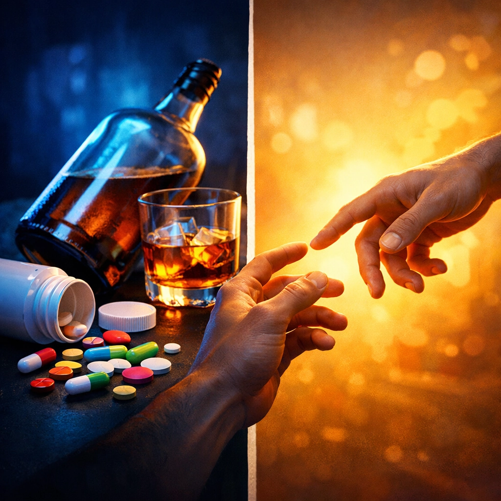 Symbolic choice between addiction and human connection in MM romance