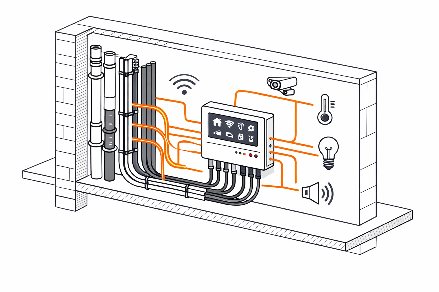 Technische Planung der Smart Home Infrastruktur und Verkabelung in einer Wiener Wohnung.