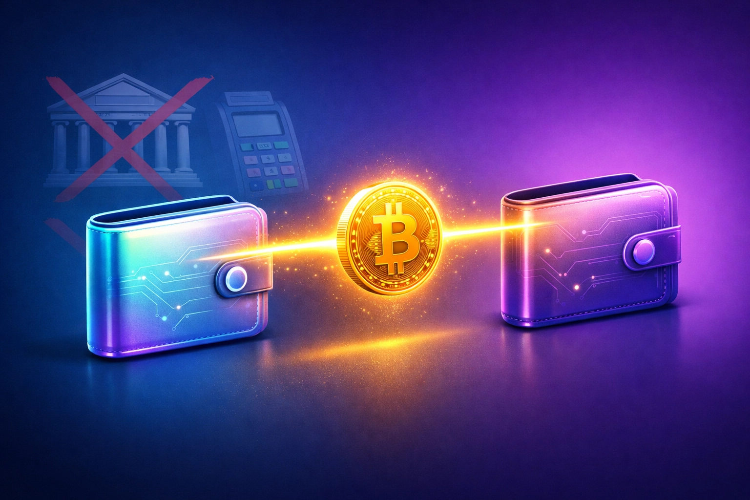 Direct crypto wallet-to-wallet payments eliminating payment processors and interchange fees