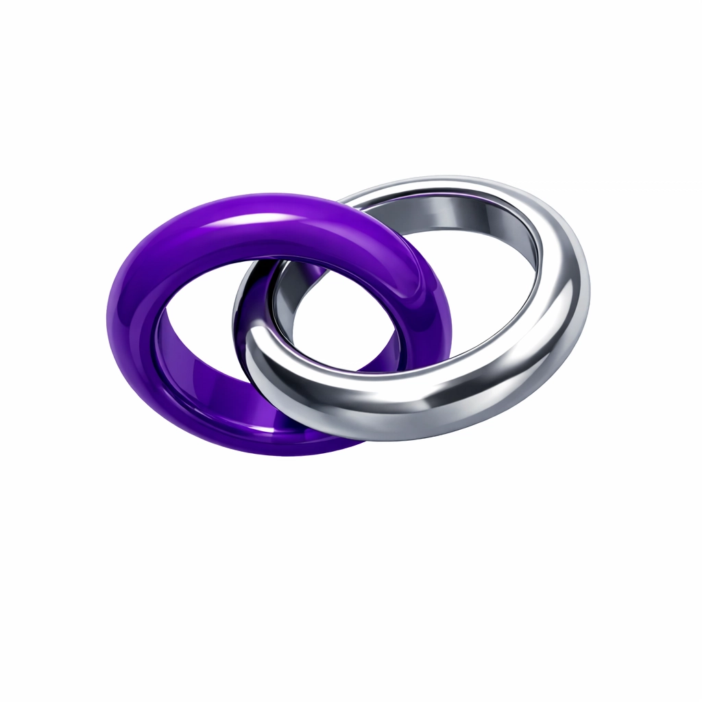 Interlocking rings symbolizing the seamless integration of payroll and bookkeeping software for small businesses.