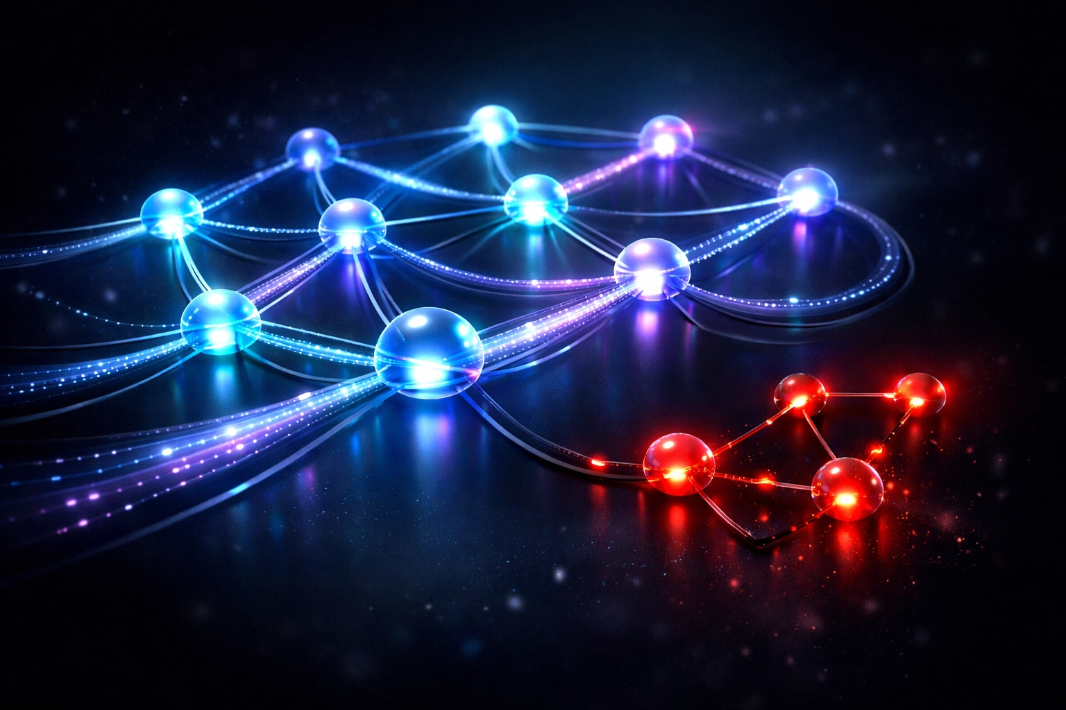 Connected network illustrating integrated business systems and automated workflow optimization