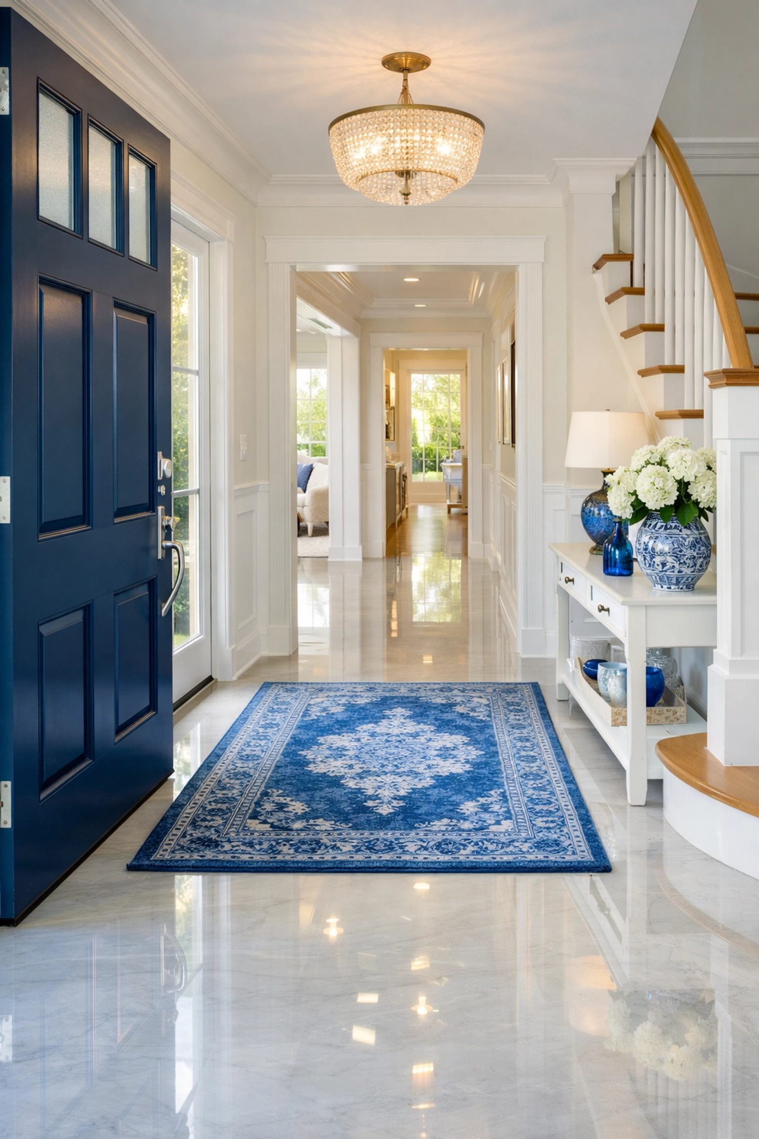 Dust-free modern foyer in Wellesley after completing the ultimate post-construction cleaning MA.