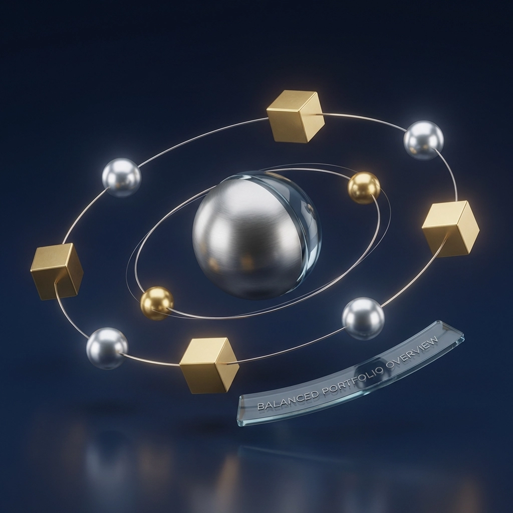 Balanced financial portfolio illustration featuring asset classes like stocks and bonds for diversified investing