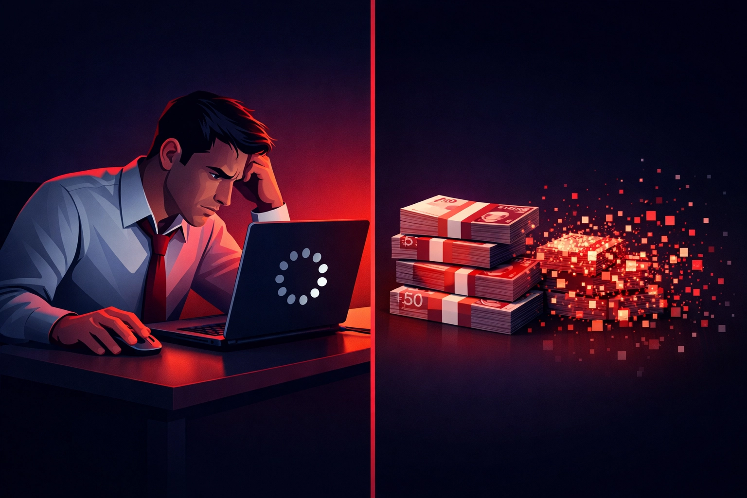 Slow website loading spinner causing business revenue loss and customer frustration