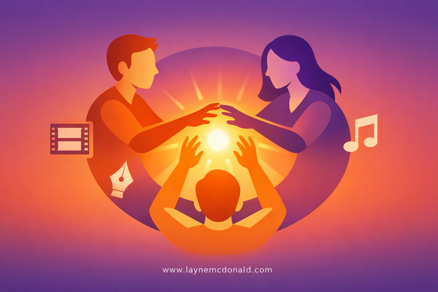 A creative team collaborating on media production to achieve a shared spiritual purpose.