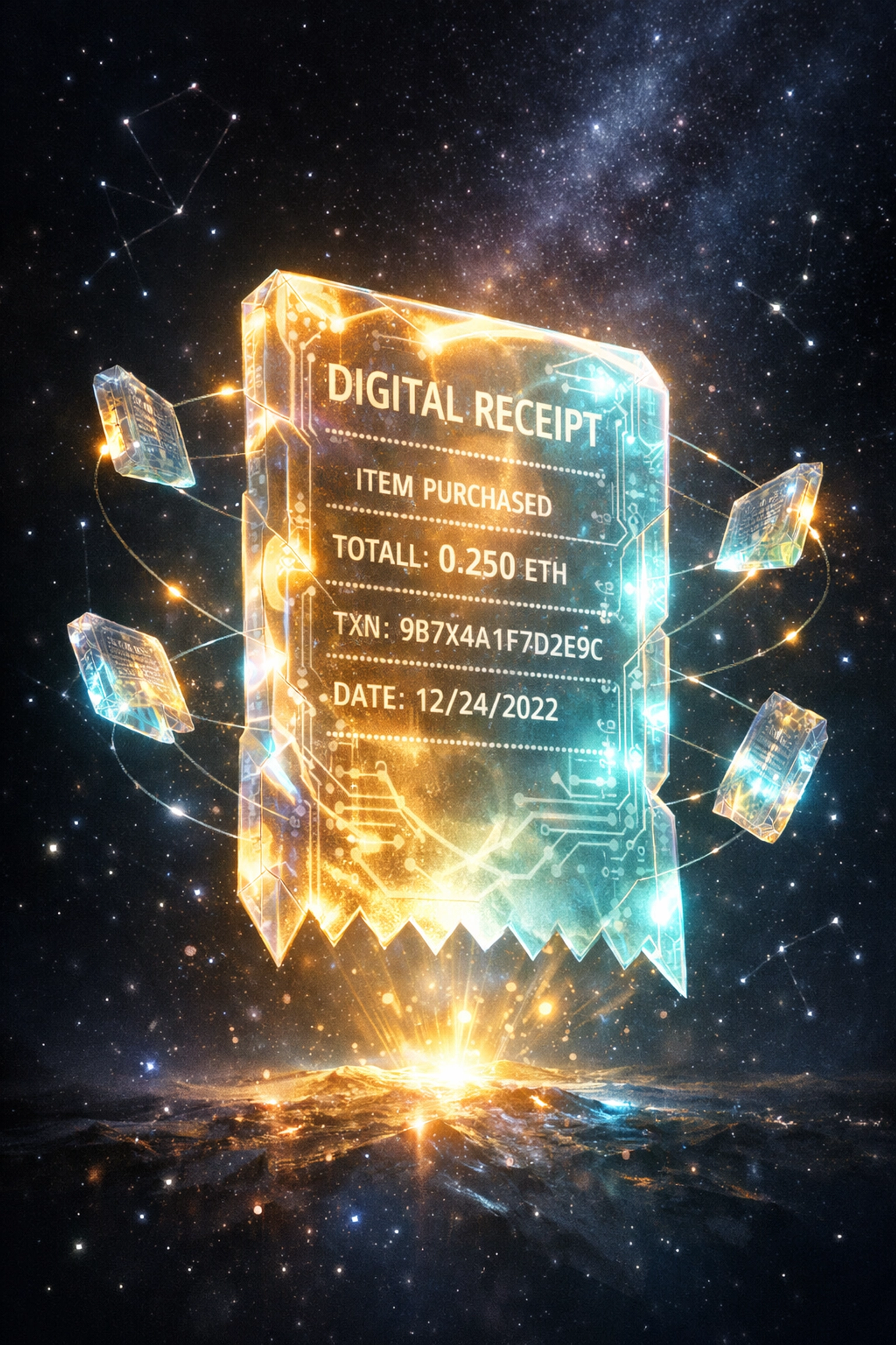 Immutable NFT receipt on blockchain providing permanent transaction records for merchant tax documentation