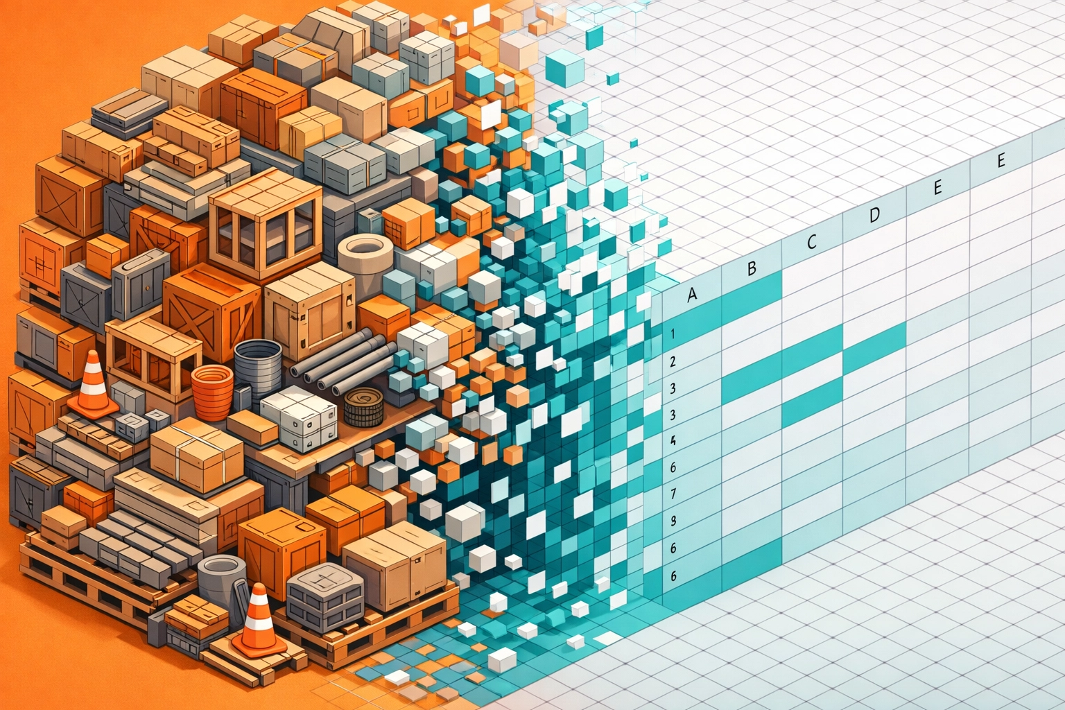 Warehouse inventory data syncing with a digital B2B bulk ordering spreadsheet.