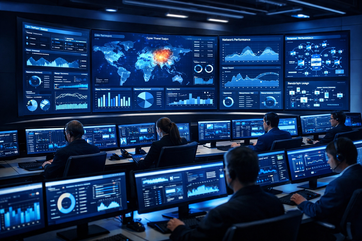 Dakdan automation command center displaying real-time analytics dashboards across integrated technology platforms