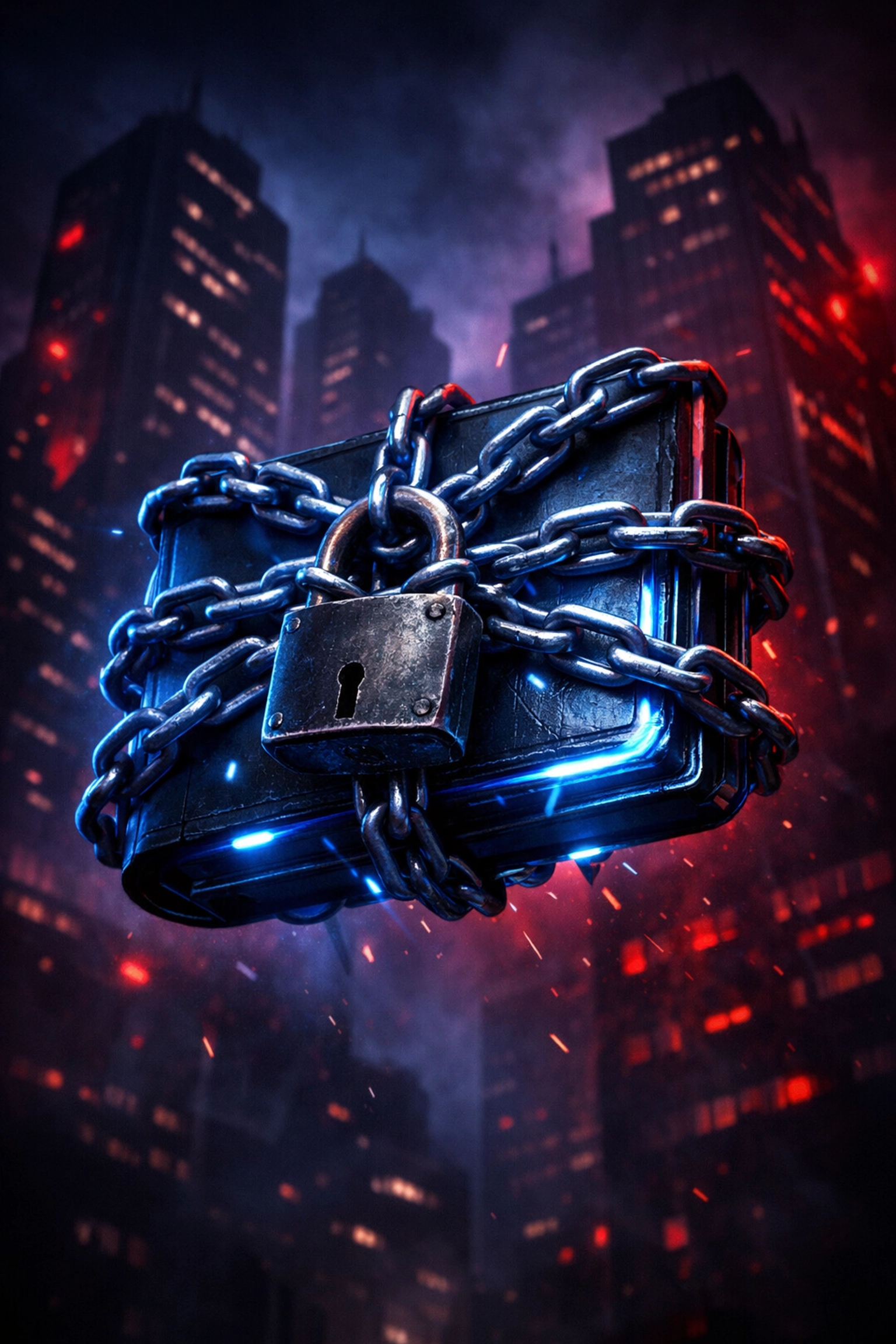 Locked digital wallet with chains showing custodial payment processor control over merchant funds