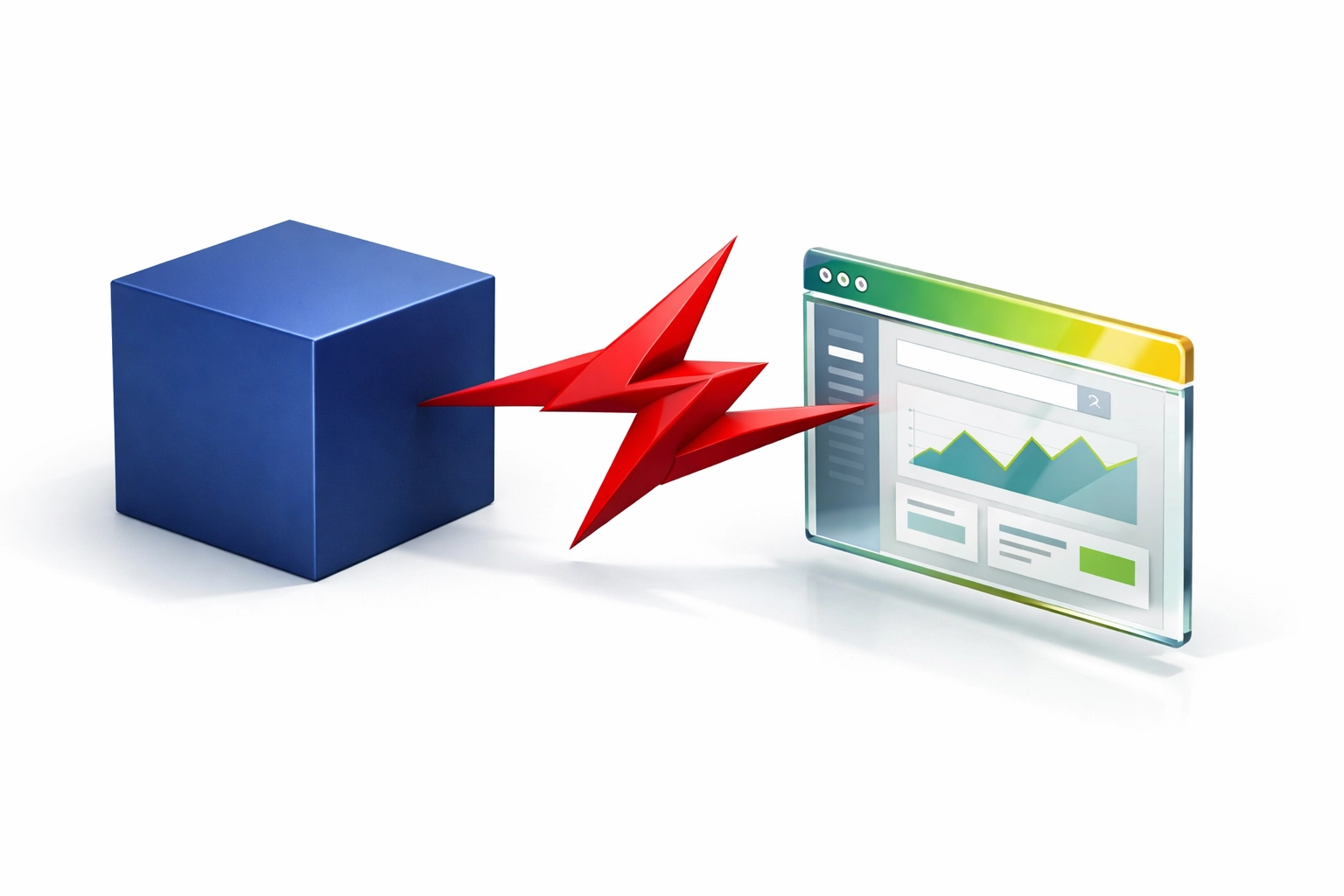 Geometric illustration comparing desktop apps and Chrome extensions for clipboard management and workflow.
