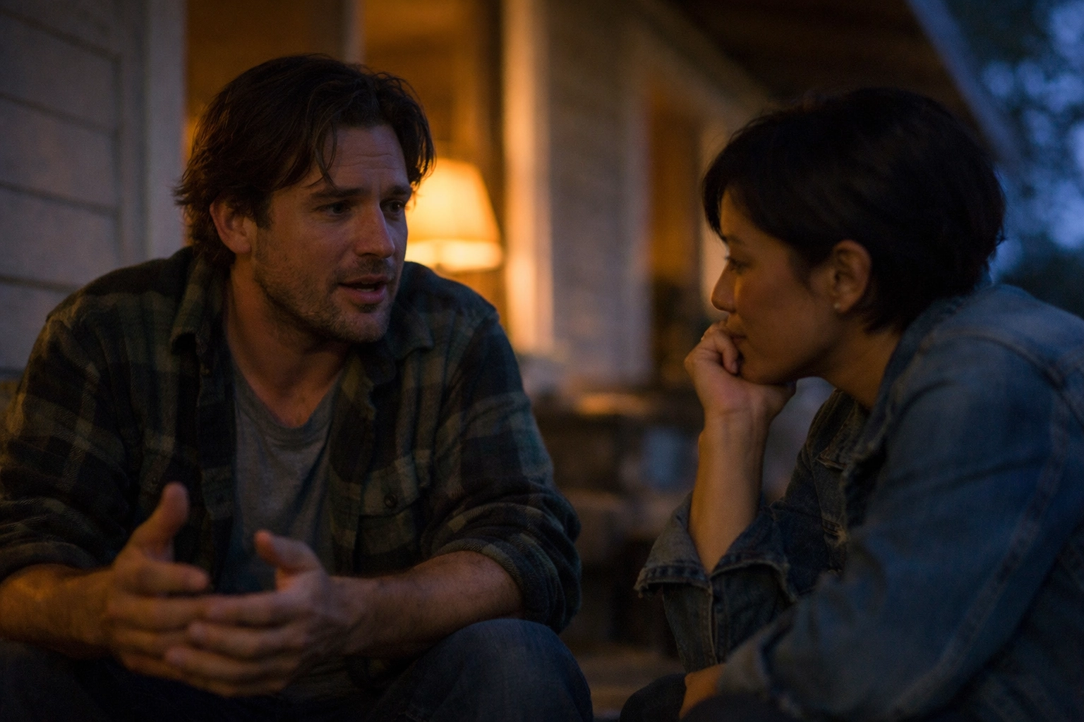 Two friends in a sincere, face-to-face conversation, modeling authentic life-on-life discipleship and connection.