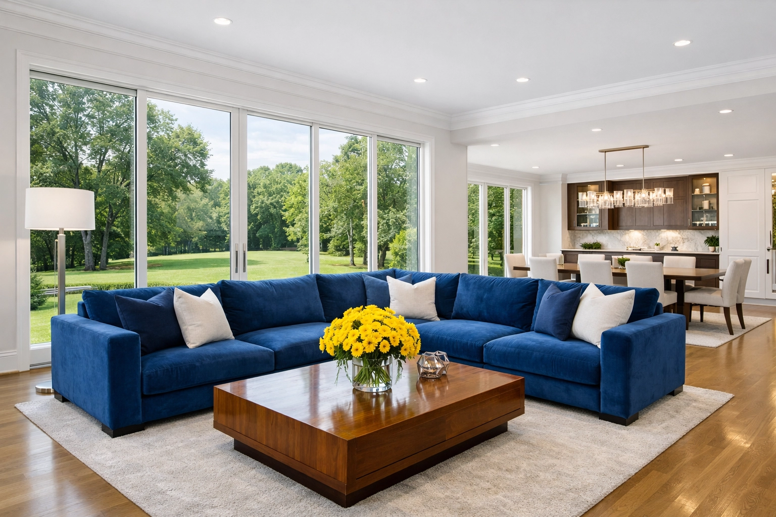 Spotless living room after professional post construction cleaning in Southborough, ready for move-in.