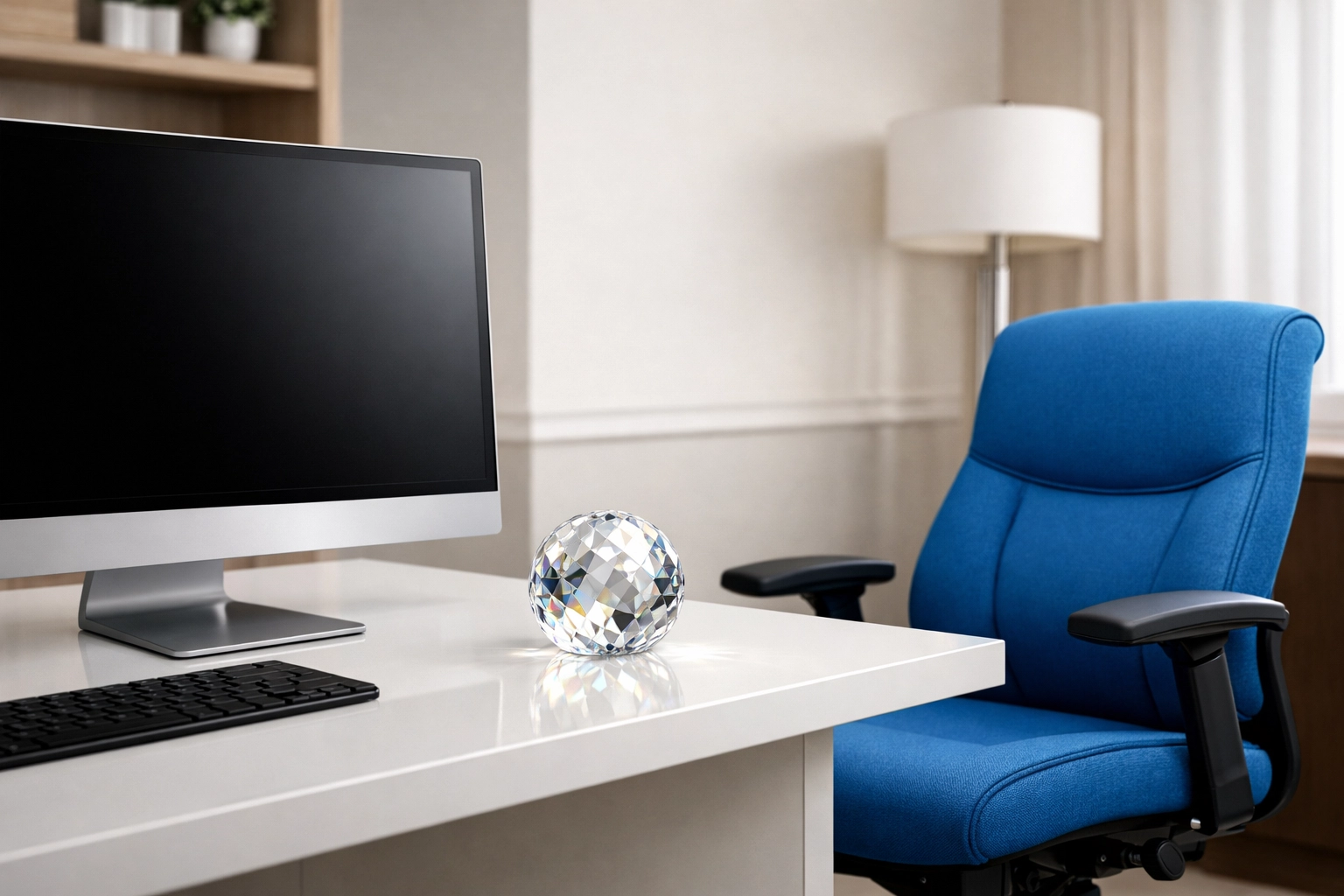 Pristine executive office desk in Brookline showcasing detailed commercial cleaning standards.