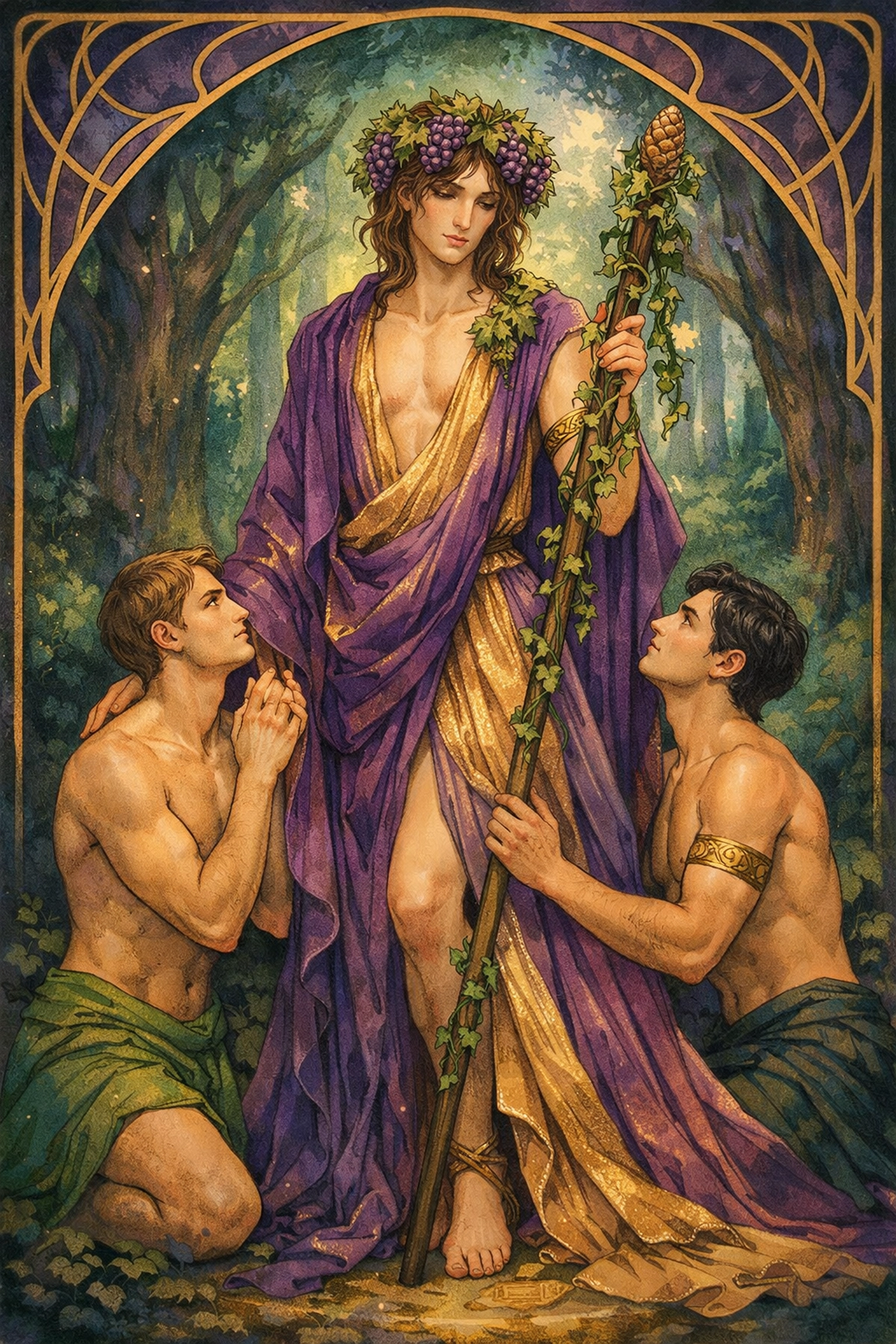 Bacchus depicted as androgynous queer icon with male worshippers in ancient Rome