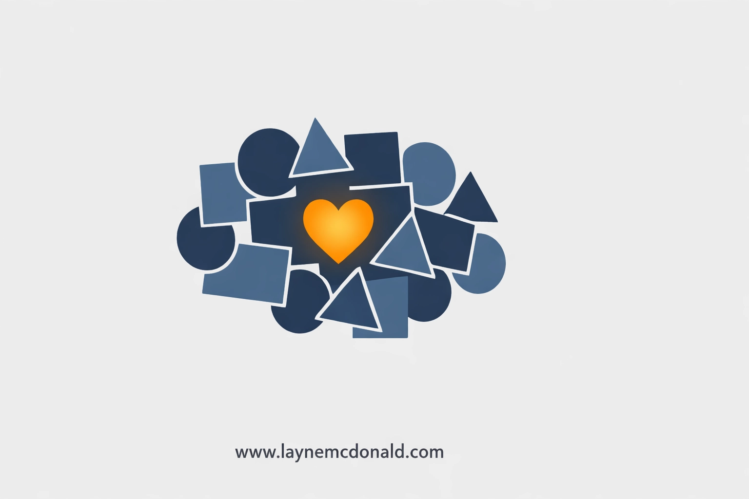A glowing amber heart among muted shapes symbolizing personalized care in a fragmented church community.