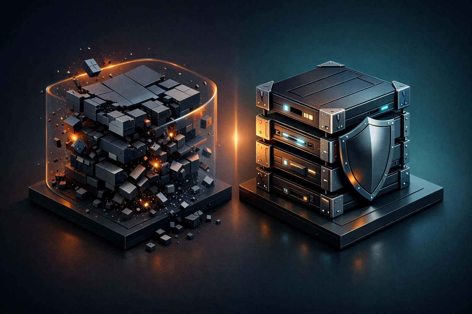 Abstract hardened architecture showing transition from cleanup to fortification