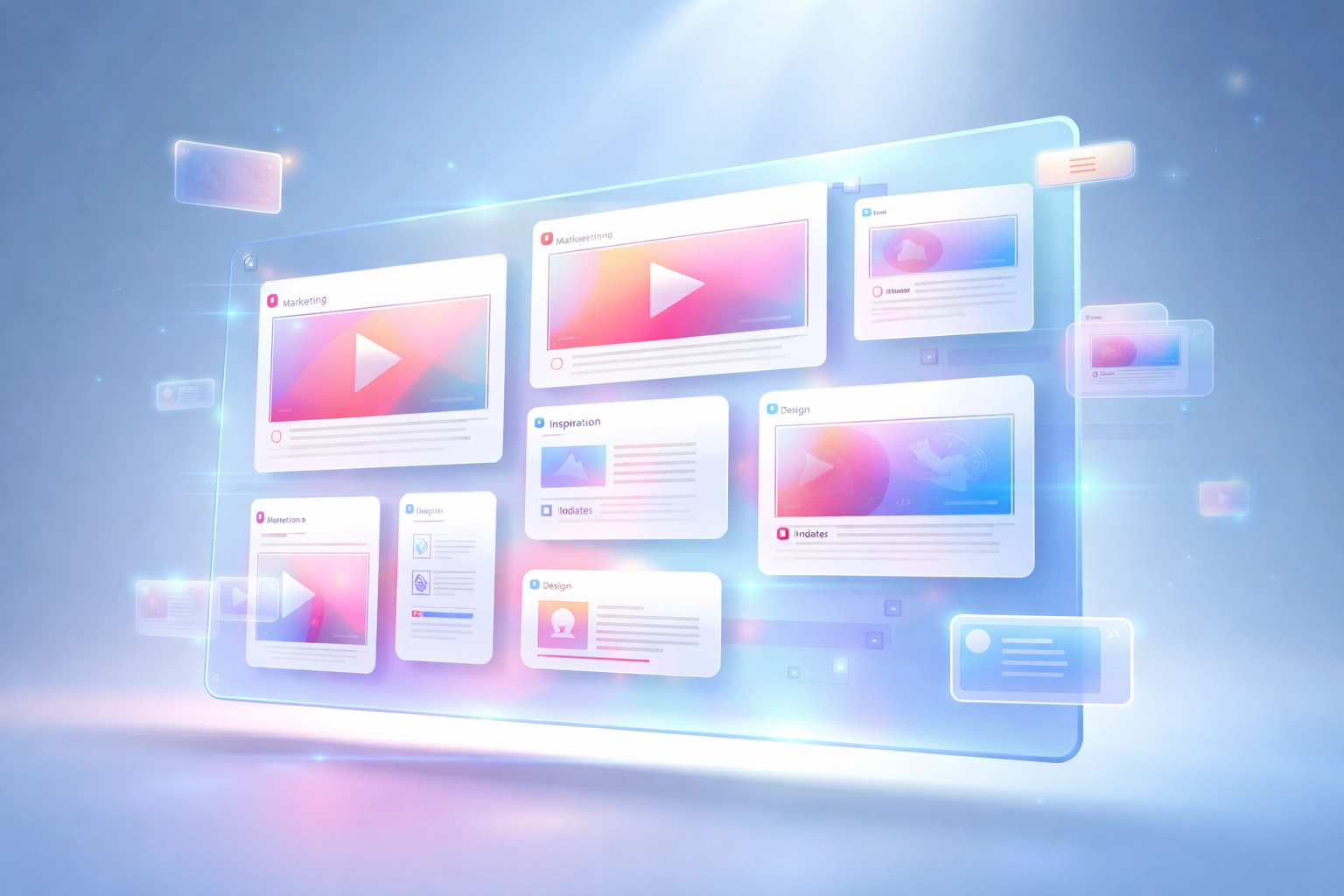 Digital workspace board organizing content ideas and top-performing posts for cross-platform strategy