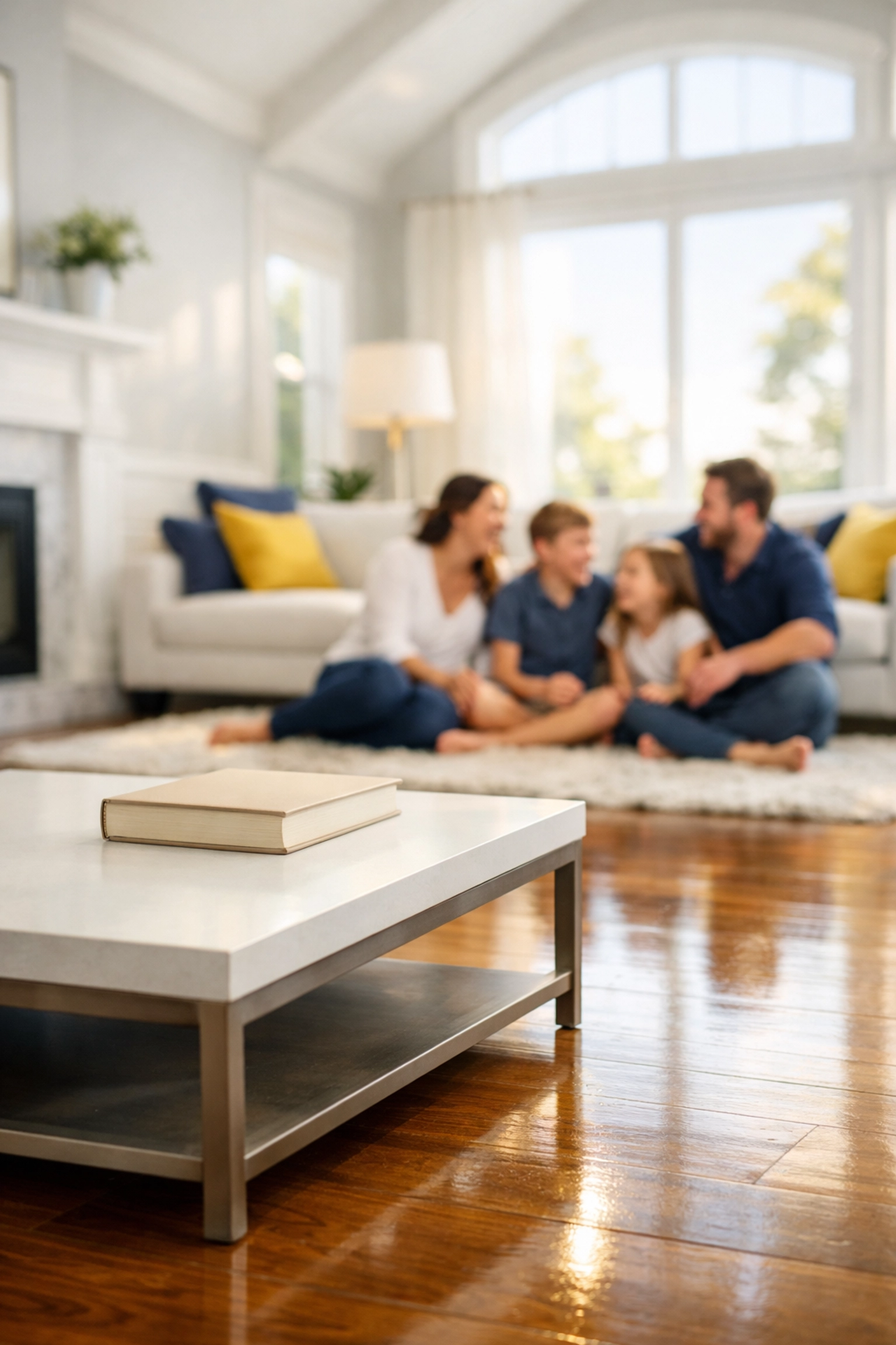A relaxed family in a spotless home following a session of weekly house cleaning Ashburnham MA.