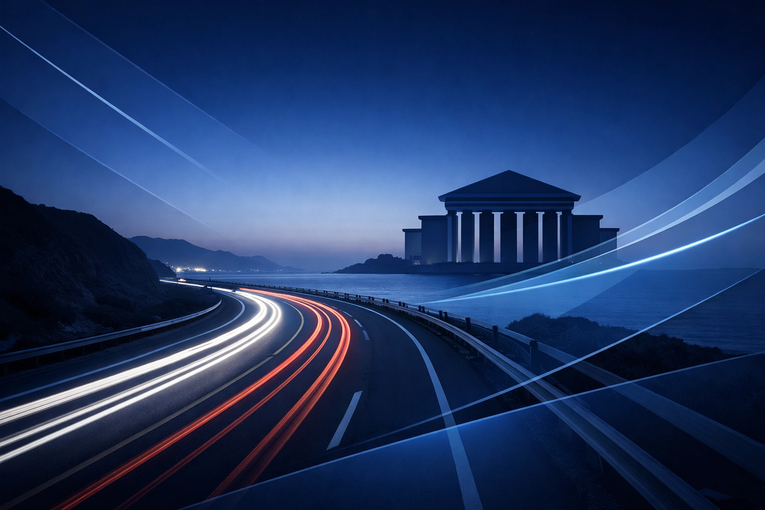 Coastal highway at night representing the legal journey of fighting DUI charges in Virginia Beach.