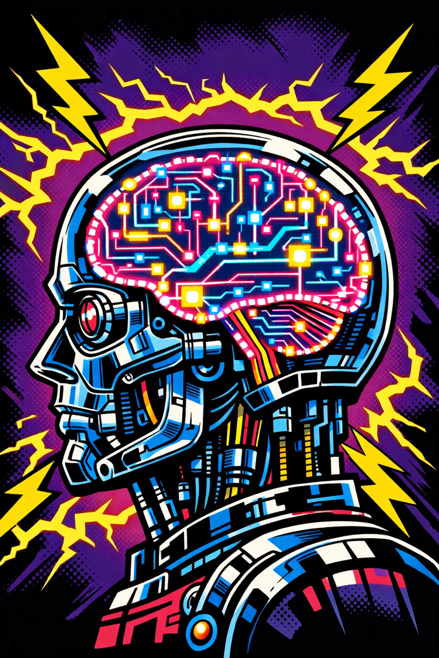 Digital brain illustration representing an AI virtual assistant managing business automation tasks.