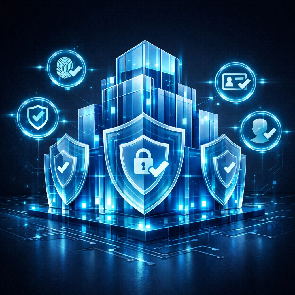 Zero Trust security architecture with layered verification checkpoints and access controls