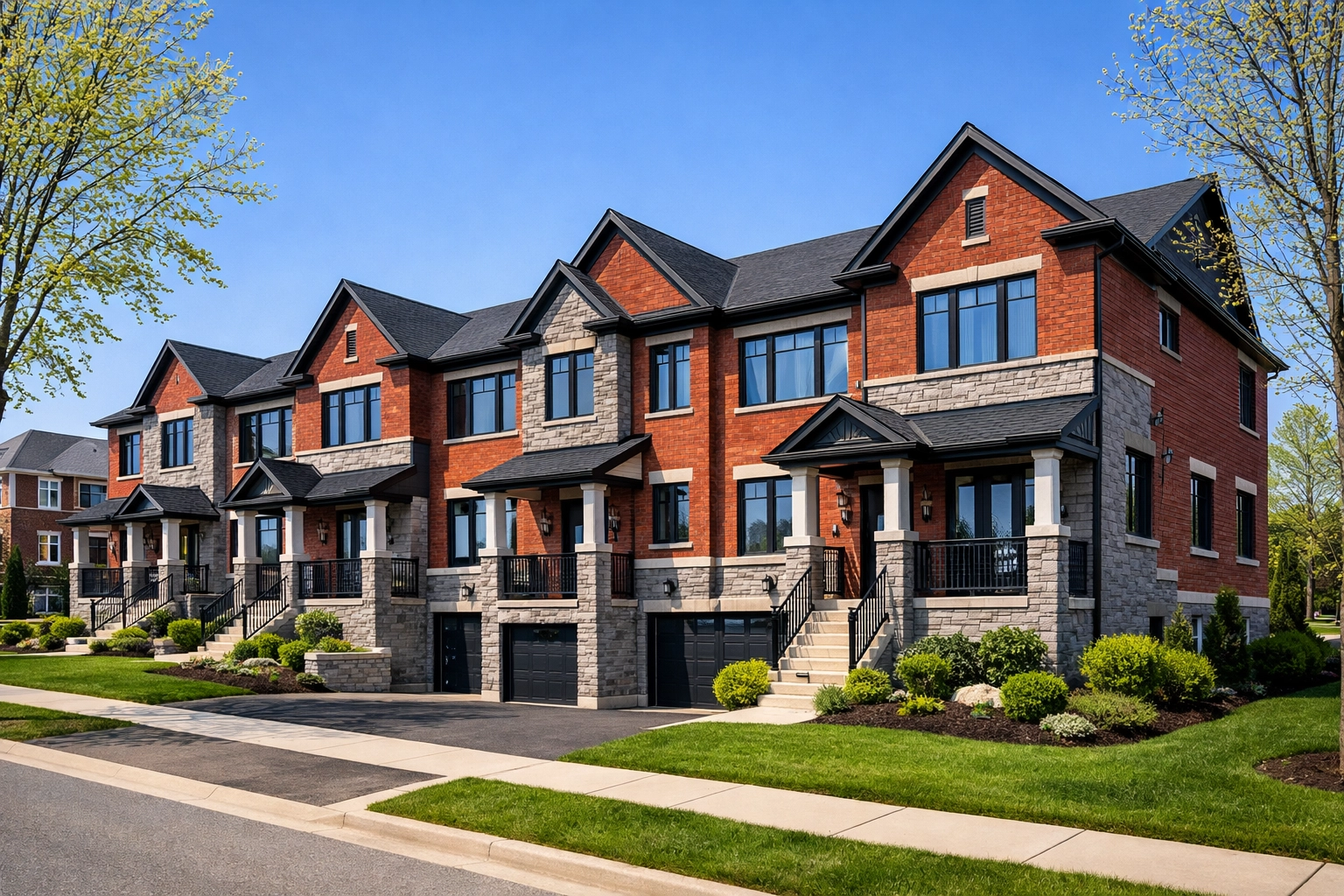 Modern row townhouses in a Barrie neighbourhood, ideal for those looking to sell my home Barrie.