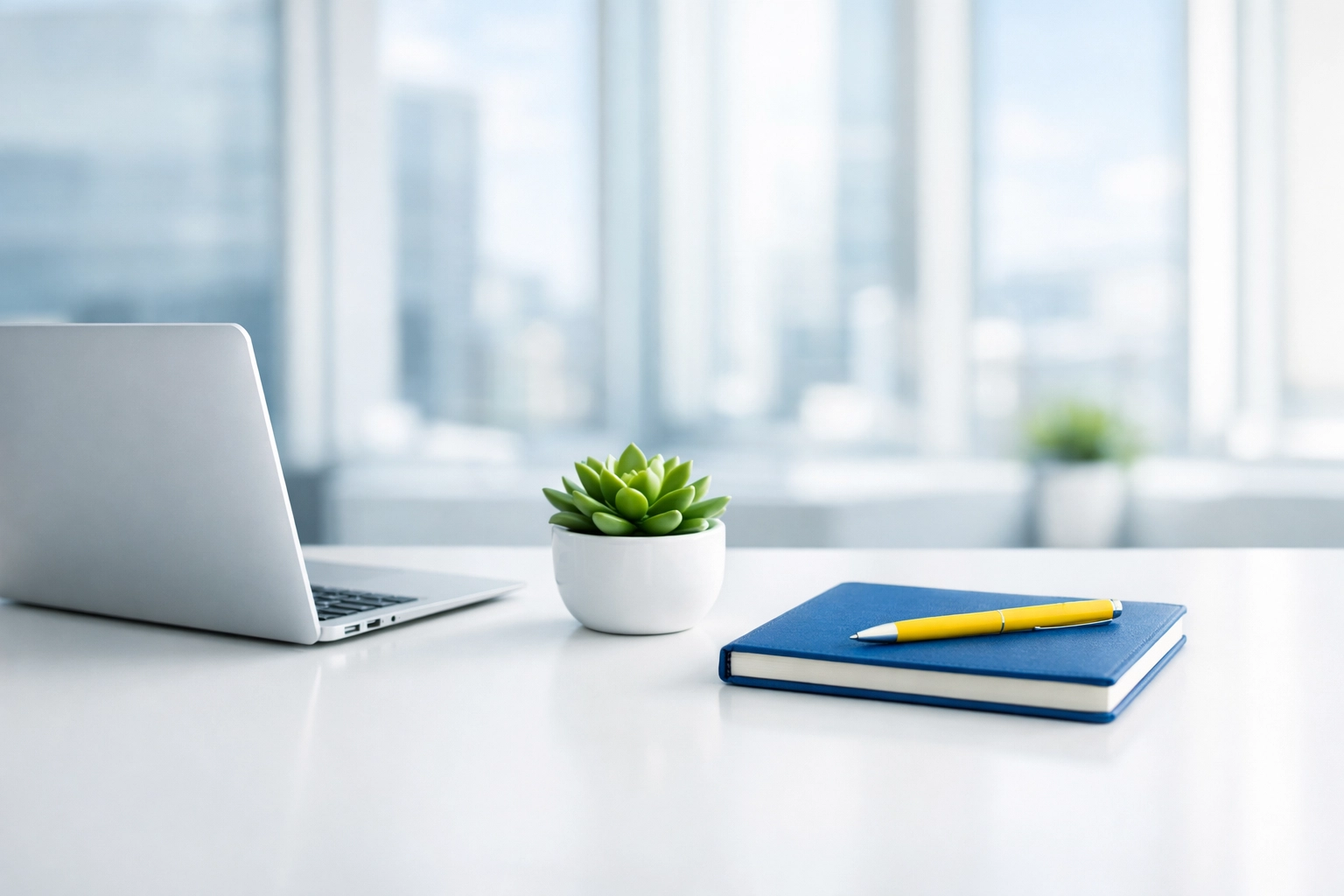 A clutter-free workstation in a Milford business showing the benefits of professional office cleaning.