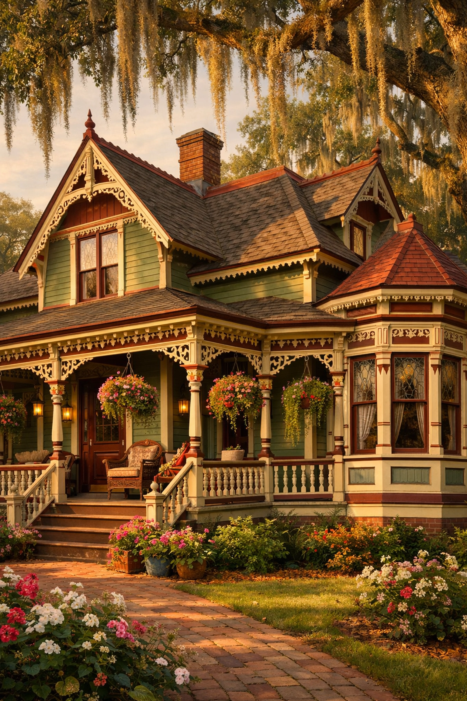 Victorian cottage in Summerville featuring ornate gingerbread trim and wraparound porch